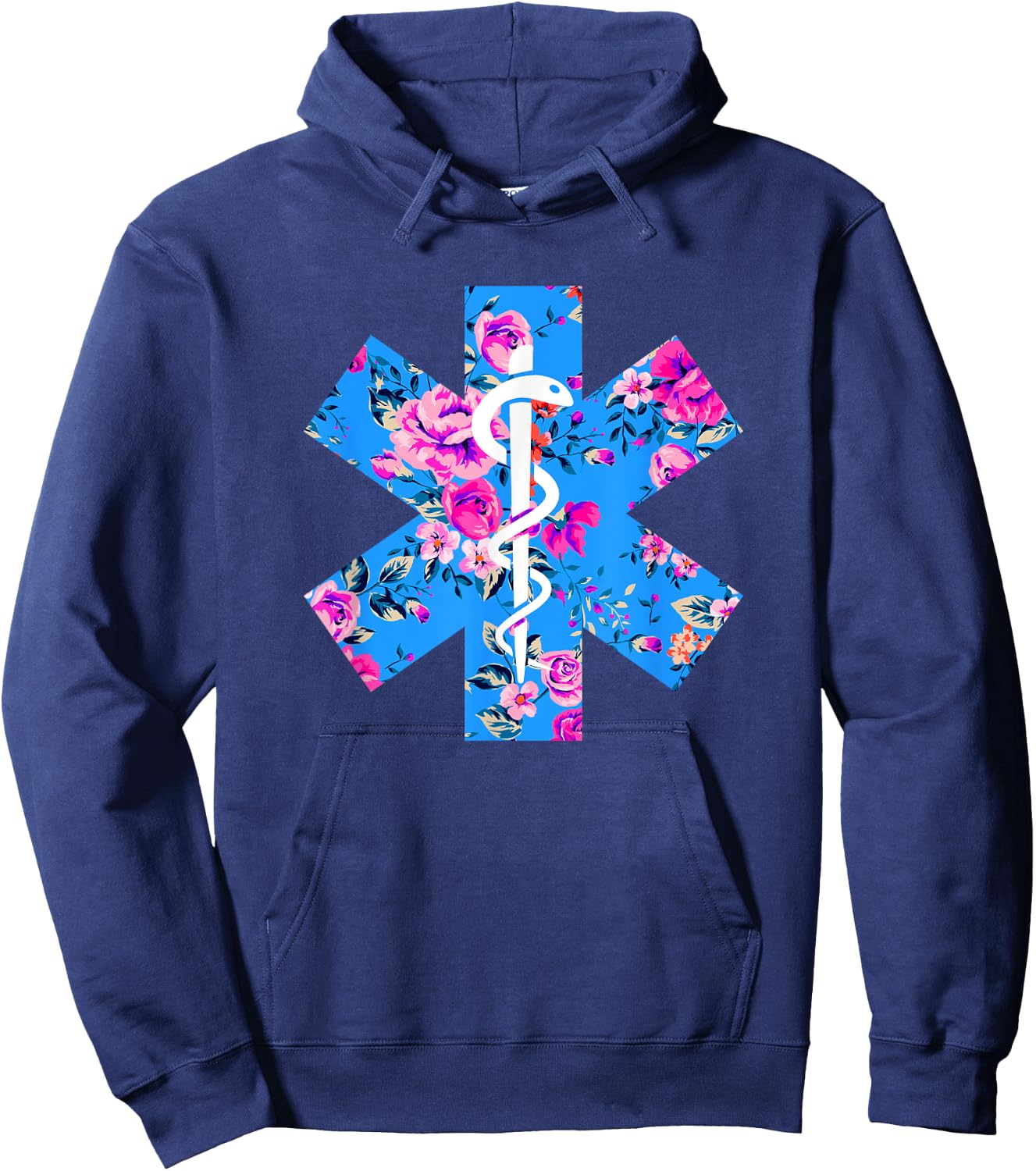 EMT, Floral EMT, EMS Paramedic Shirt, EMT Gift, EMT EMS Hoodie - Hoodie | Navy