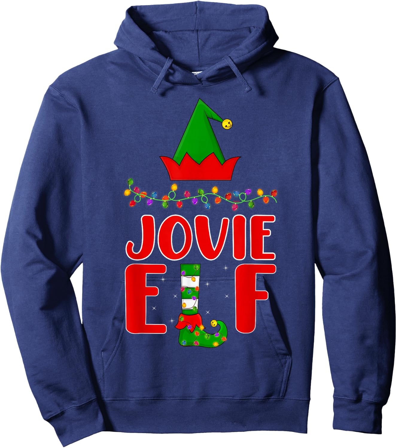 Jovie Elf Matching Family Lighting Christmas Hoodie - Hoodie | Navy