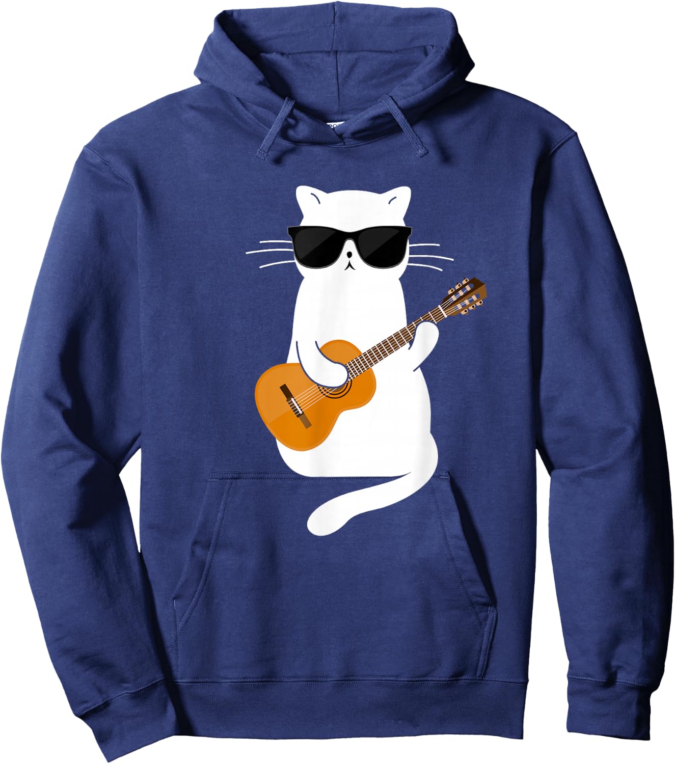 Cat Wearing Sunglasses Playing Guitar Guitarist Small Hoodie - Hoodie | Navy