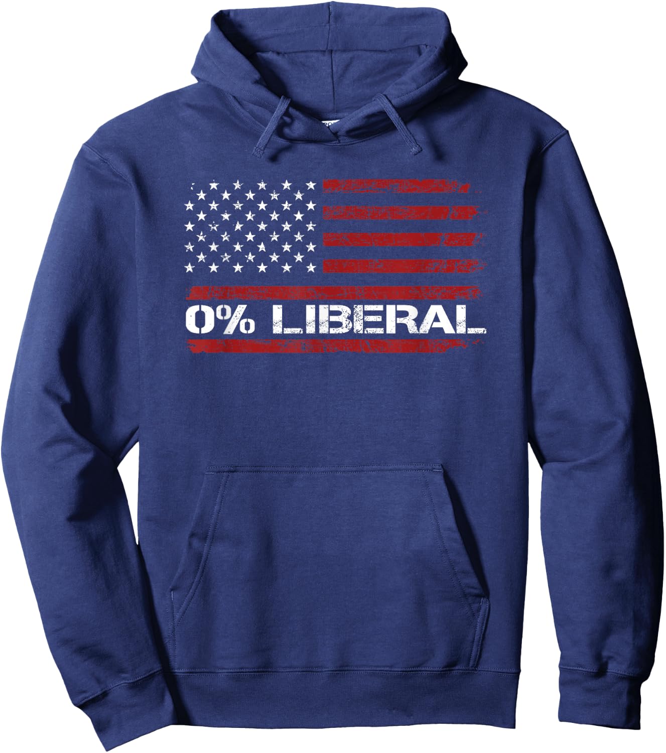 0% Liberal Zero Percent Anti Liberal - Red Republican Flag Hoodie - Hoodie | Navy
