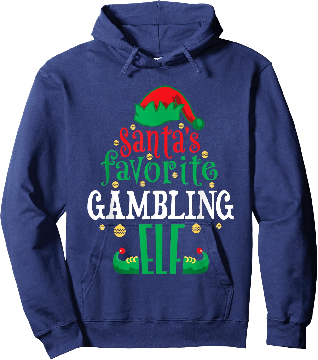 Santa's Favorite Gambling Elf Christmas Matching Casino Hoodie - Hoodie | Navy