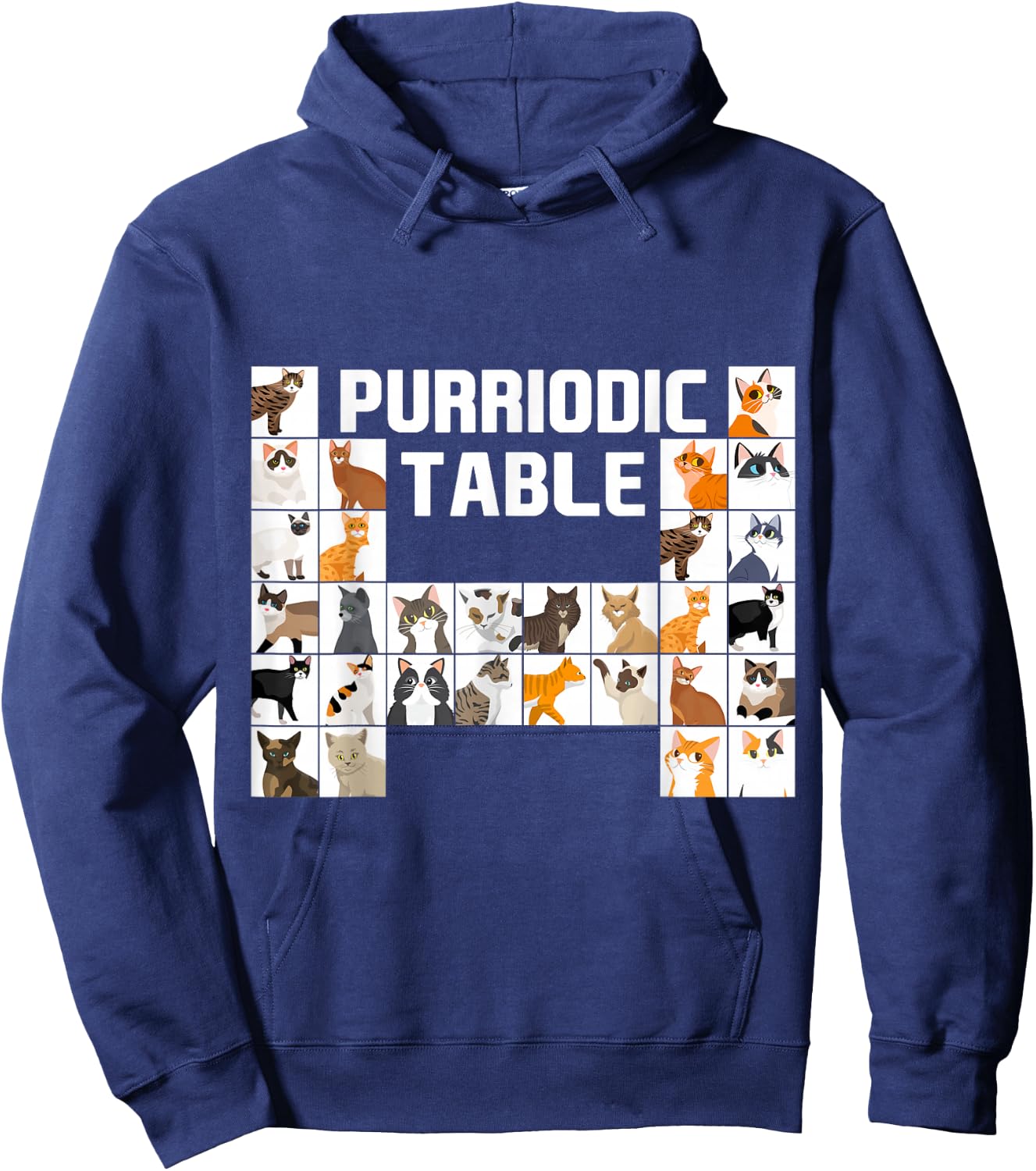Purriodic Table Cat Science Funny Periodic Table Science Hoodie - Hoodie | Navy