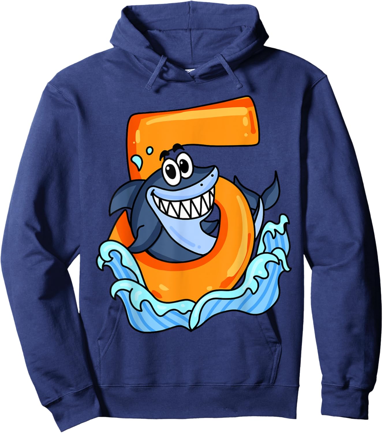 5th Birthday Shark Party Gift Five Years Old Hoodie - Hoodie | Navy