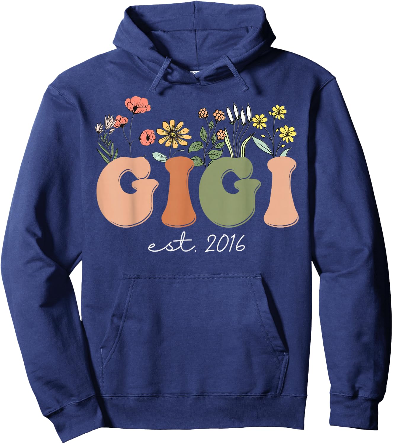 Soon To Be Gigi Est 2016 Wildflowers Pregnancy Announcement Hoodie - Hoodie | Navy
