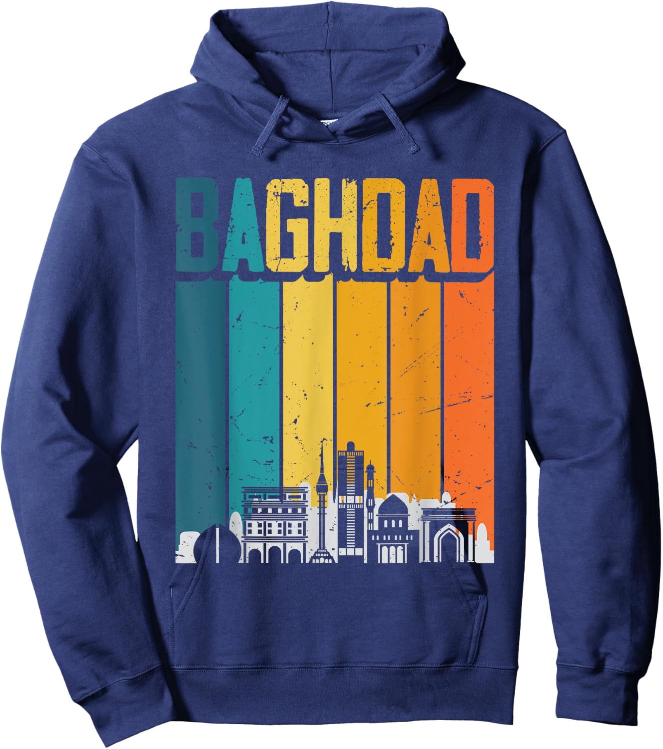 Baghdad Iraq Retro Vintage Sunset Skyline Baghdad Hoodie - Hoodie | Navy
