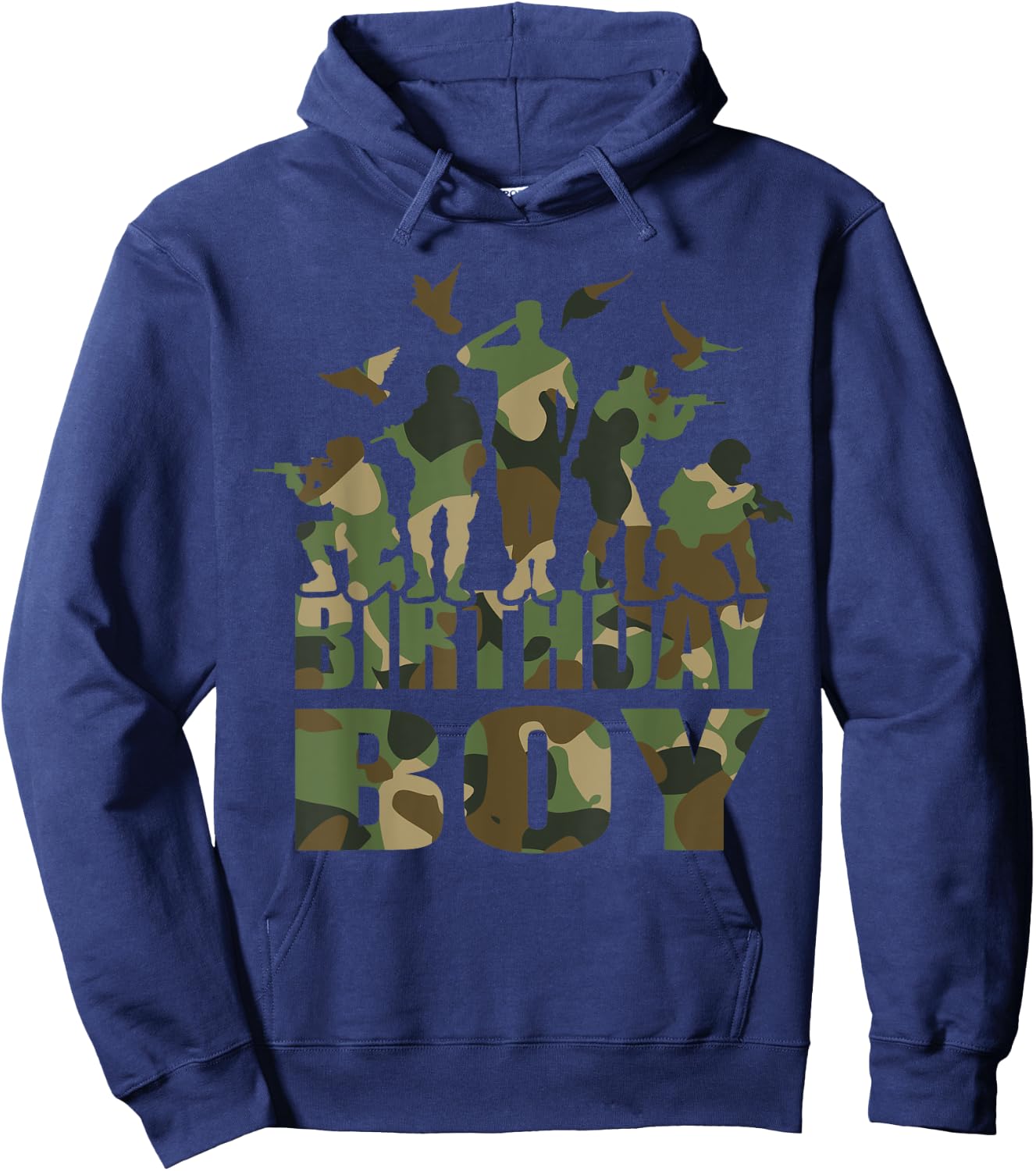 Birthday Boy American Camo Pattern Army Birthday Party Hoodie - Hoodie | Navy