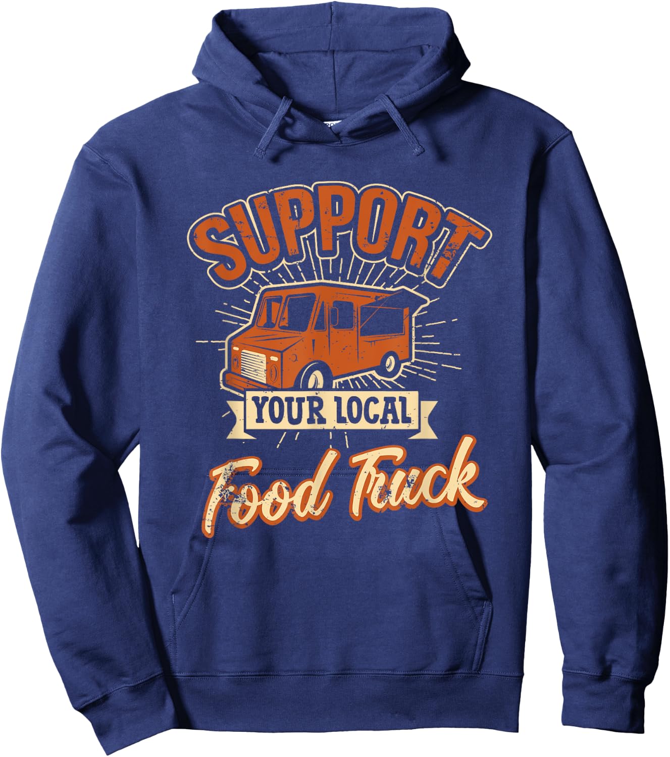 Support Your Local Food Truck Taco Cart Retro Style Gift Hoodie - Hoodie | Navy