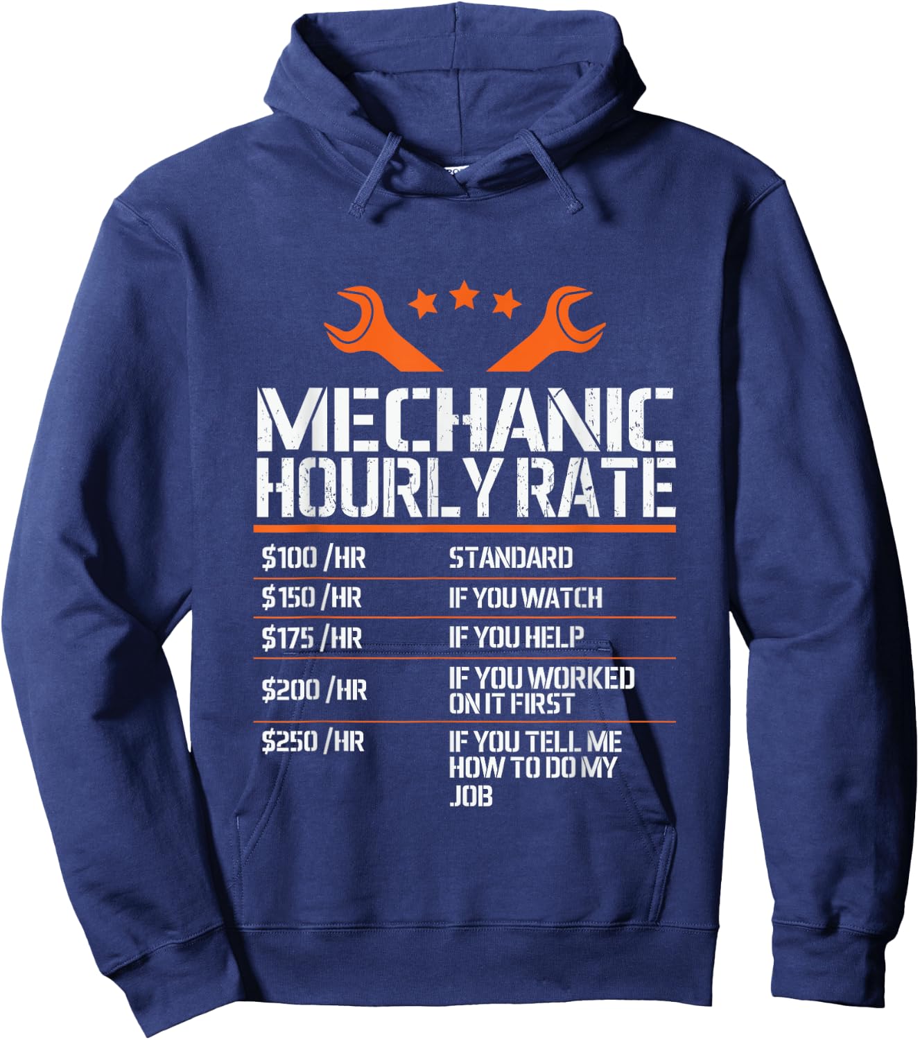 Mechanic Hourly Rate - Mechanic Labor Rates Funny Handyman Hoodie - Hoodie | Navy