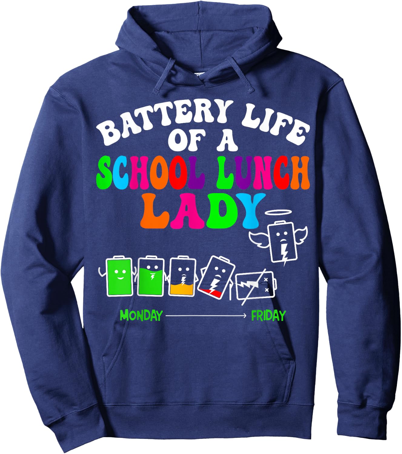 Lunch Lady Battery Cafeteria Food Preparation Assistant Hoodie - Hoodie | Navy