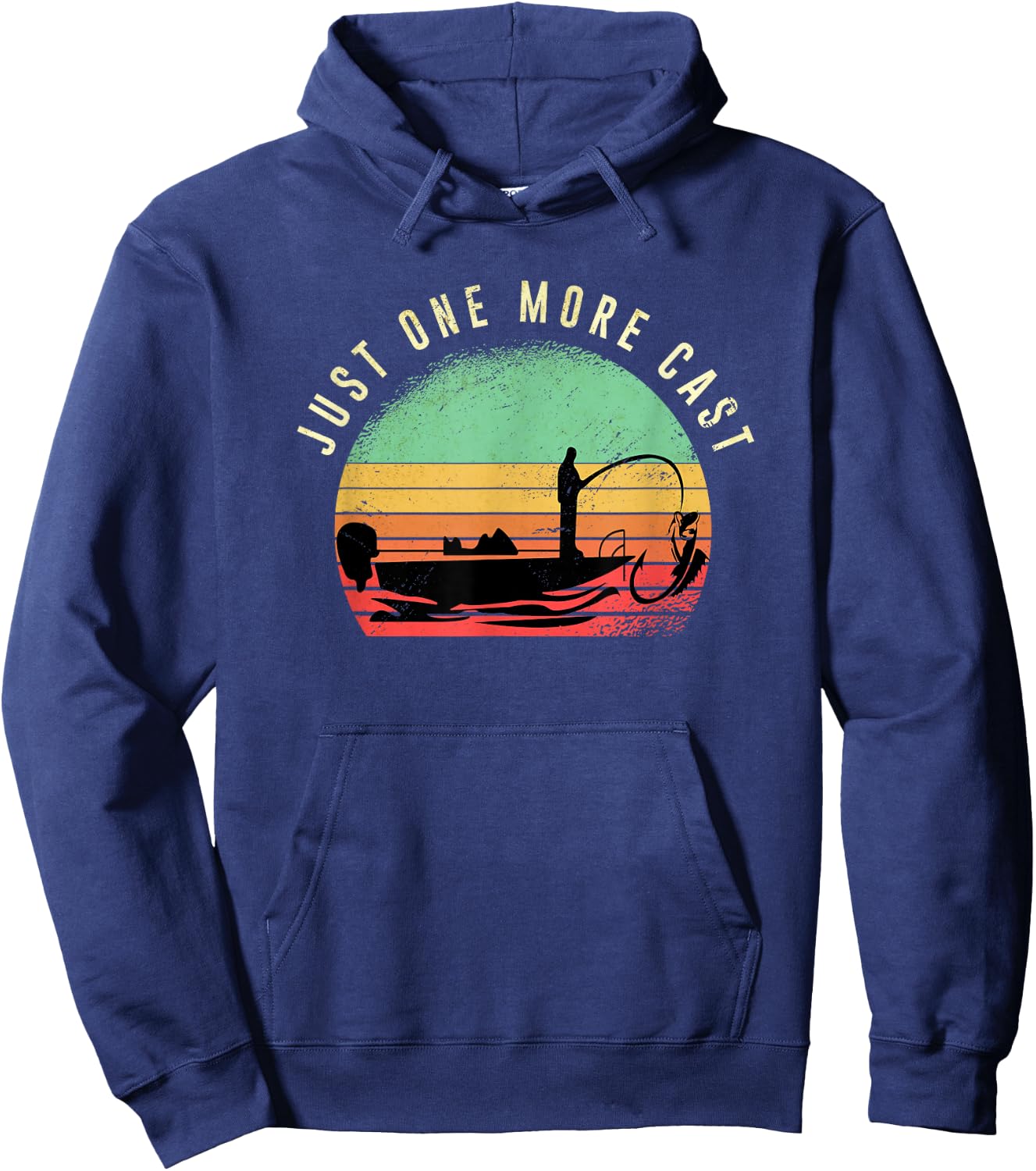 Just One More Cast Sunset Funny Fishing Addicts Hobby Hoodie - Hoodie | Navy