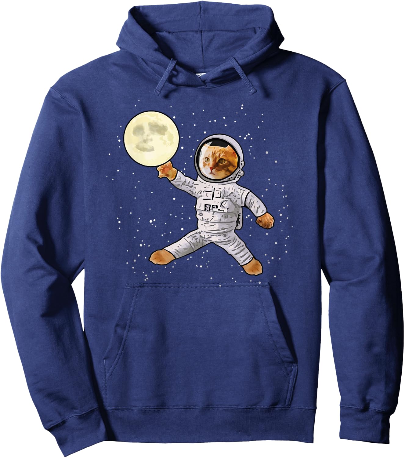 Astronaut Cat in Space Playing With the Moon Funny Men Women Kids Hoodie - Hoodie | Navy
