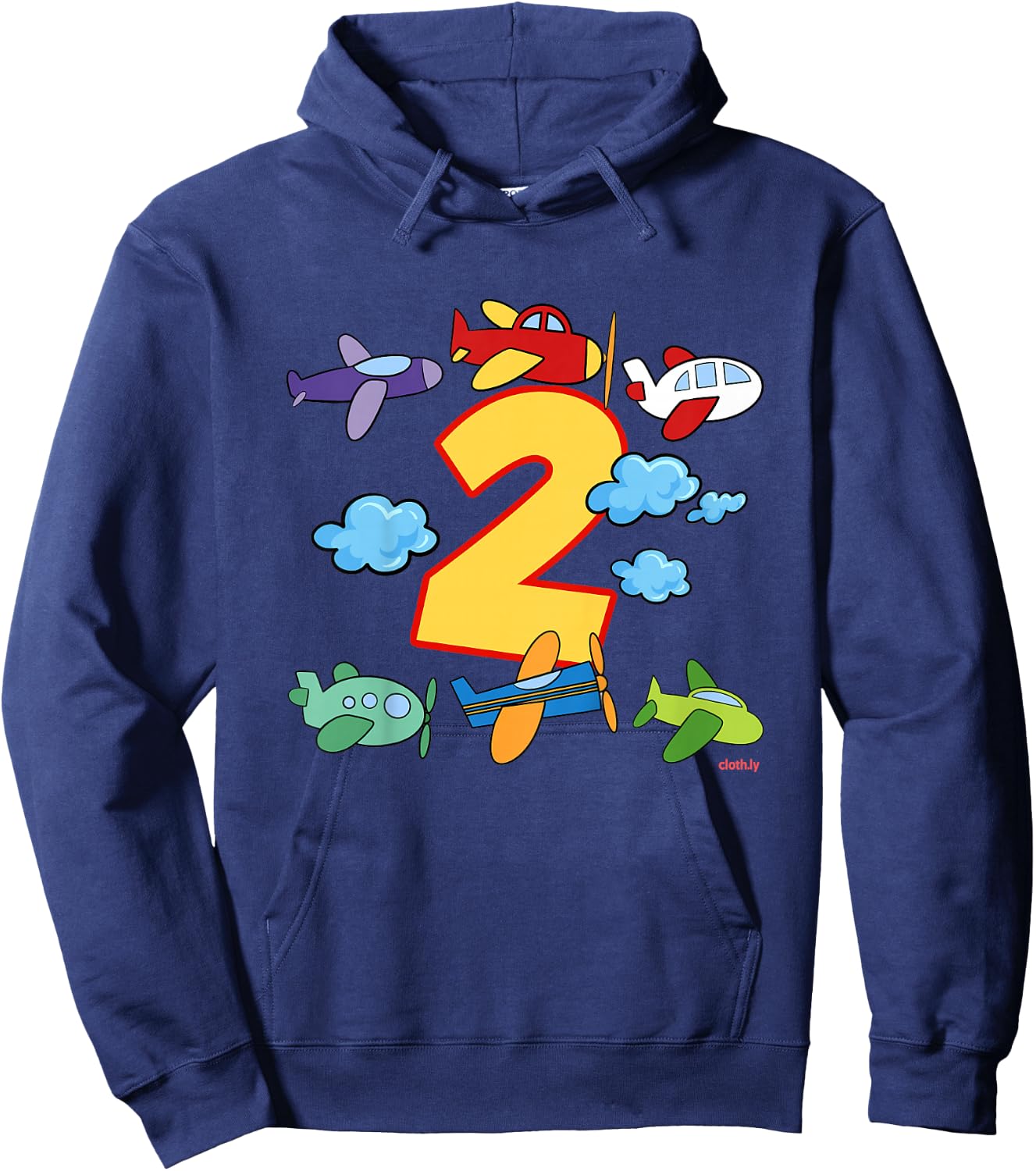 Kids 2nd Birthday Boys Airplane Pilot 2 Years Birthday Hoodie - Hoodie | Navy