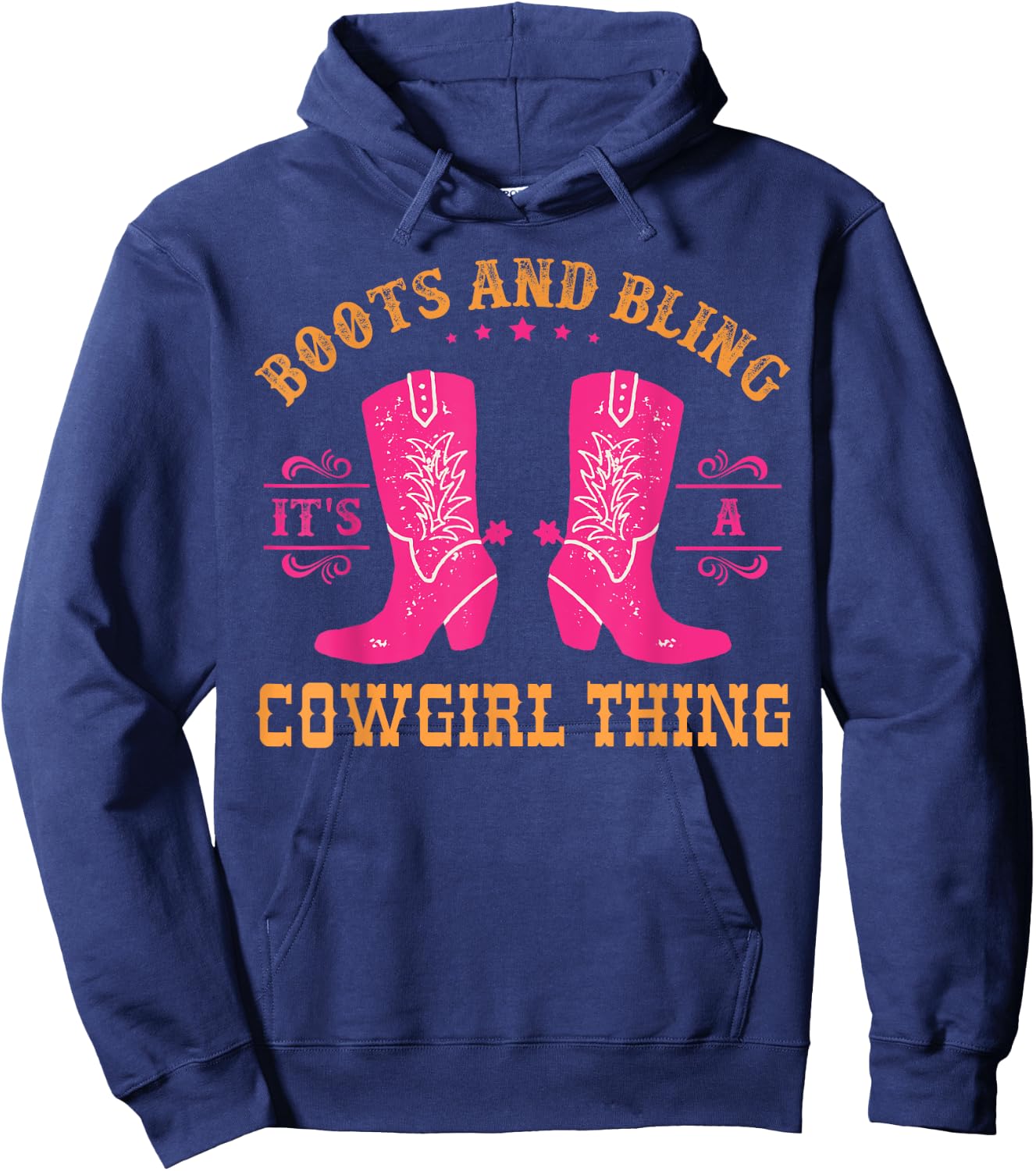 boots & bling it's a cowgirl thing Western women Hoodie - Hoodie | Navy