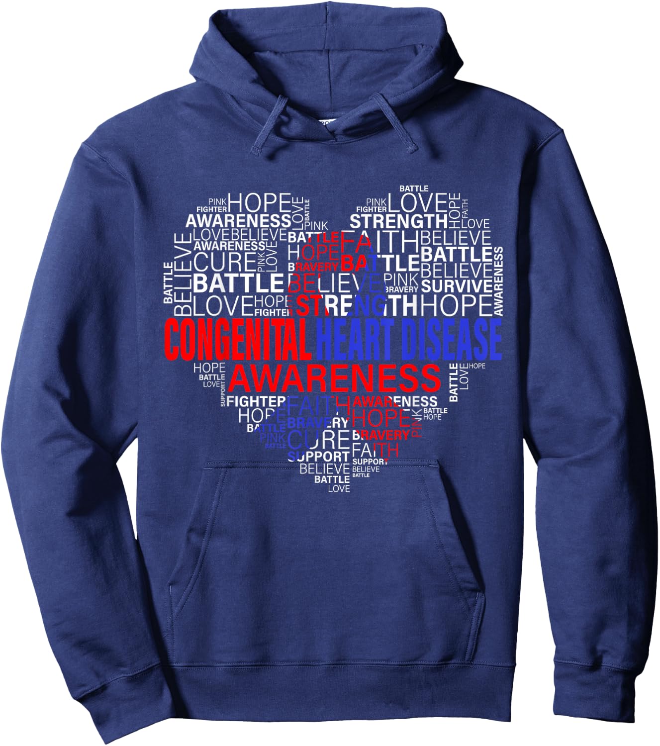 CHD Awareness Heart Disease Fighting Hope Support Warrior Hoodie - Hoodie | Navy