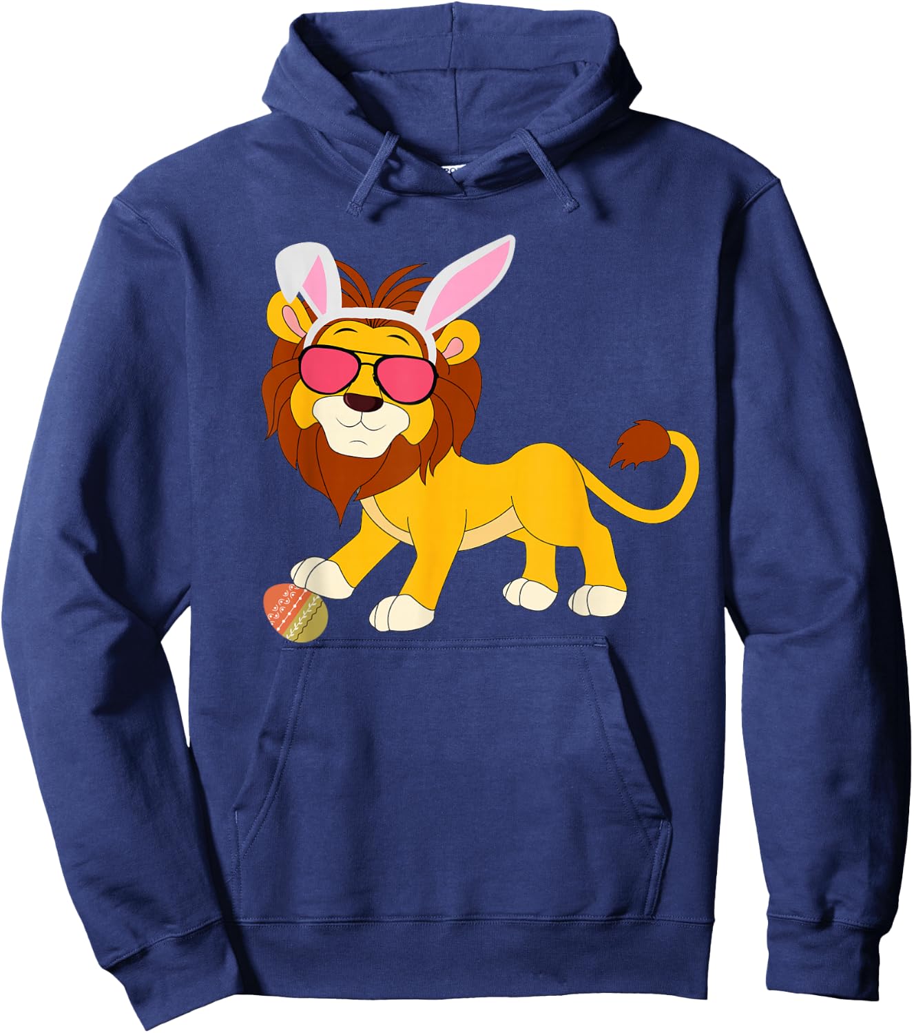 Lion Bunny Ears With Shades on an Easter Day Egg Hoodie - Hoodie | Navy