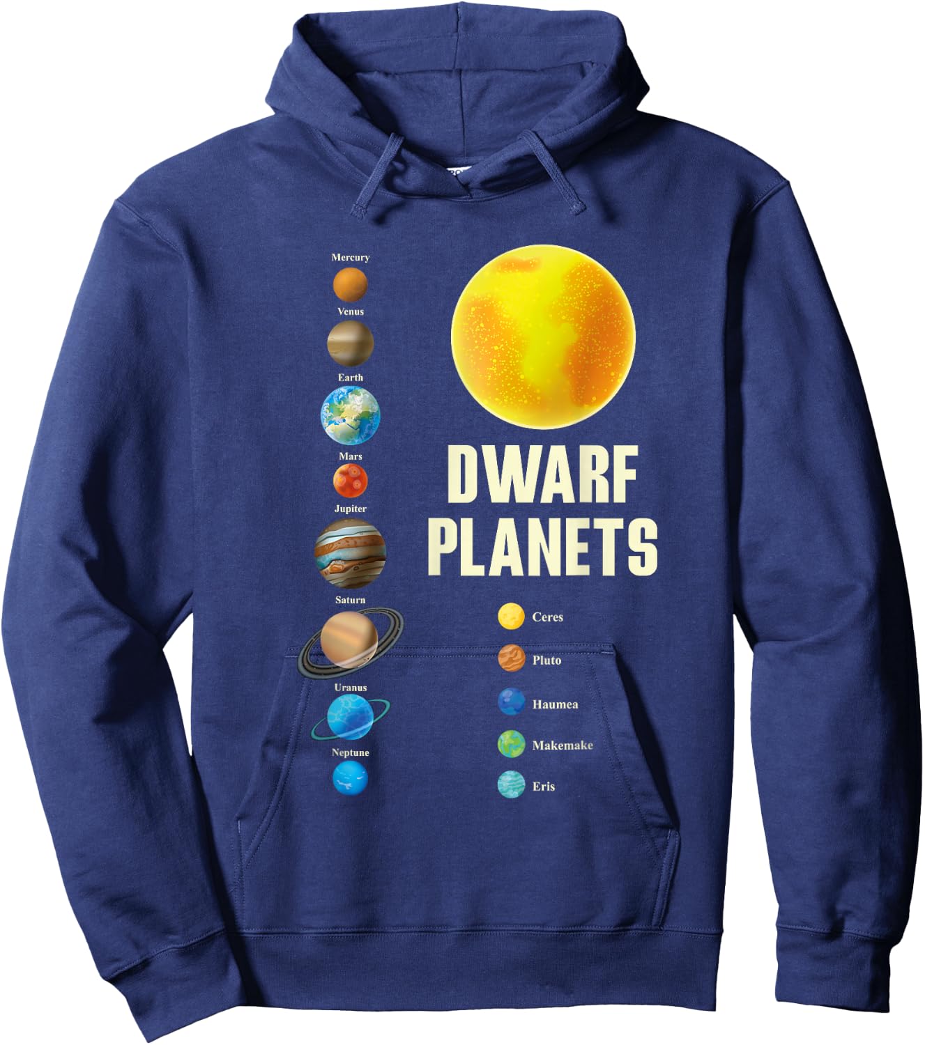 Solar System Children and Adults Dwarf Planets Gift Hoodie - Hoodie | Navy