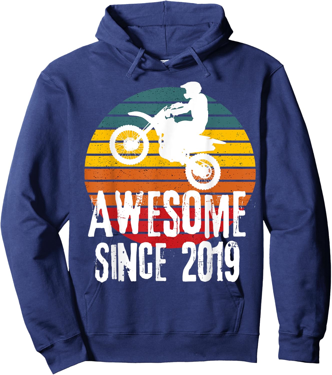 Awesome Since 2019 Retro Motorcycle Dirt bike Boy's Birthday Hoodie - Hoodie | Navy