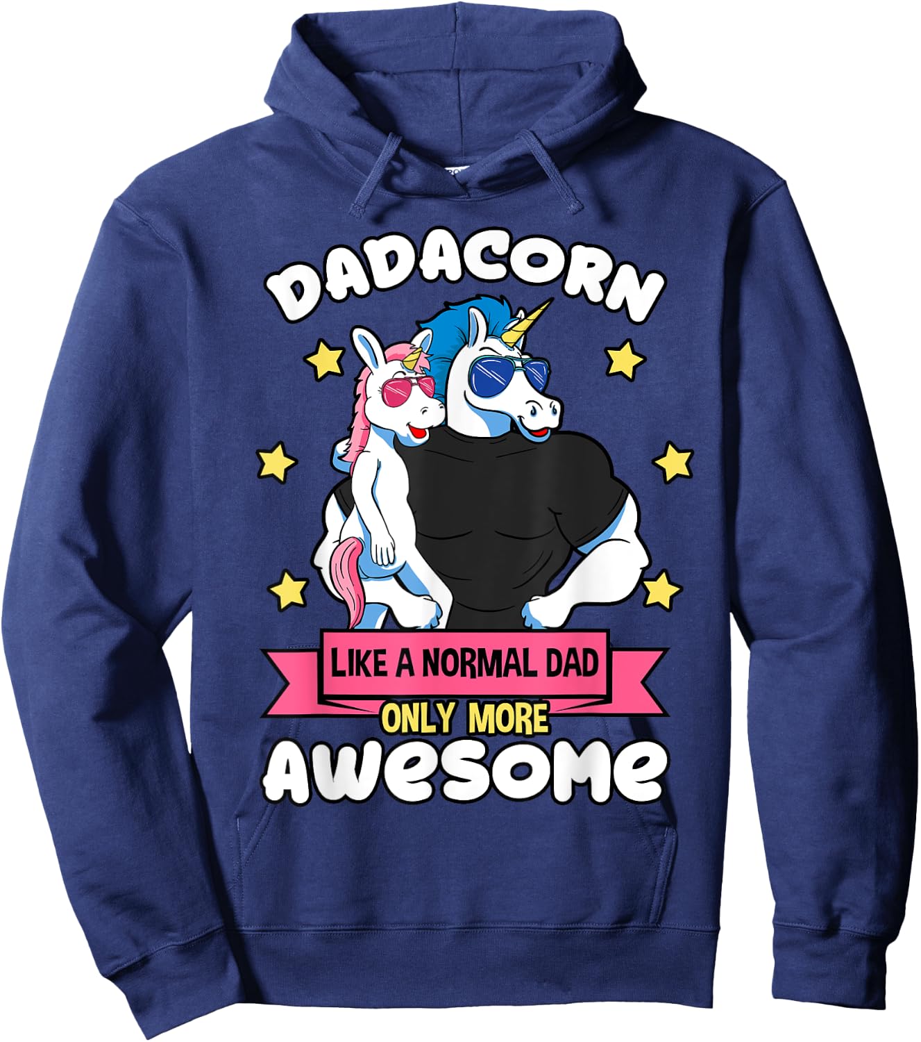 Dadacorn Father Unicorn Daughter Daddy Muscles Sunglasses Hoodie - Hoodie | Navy