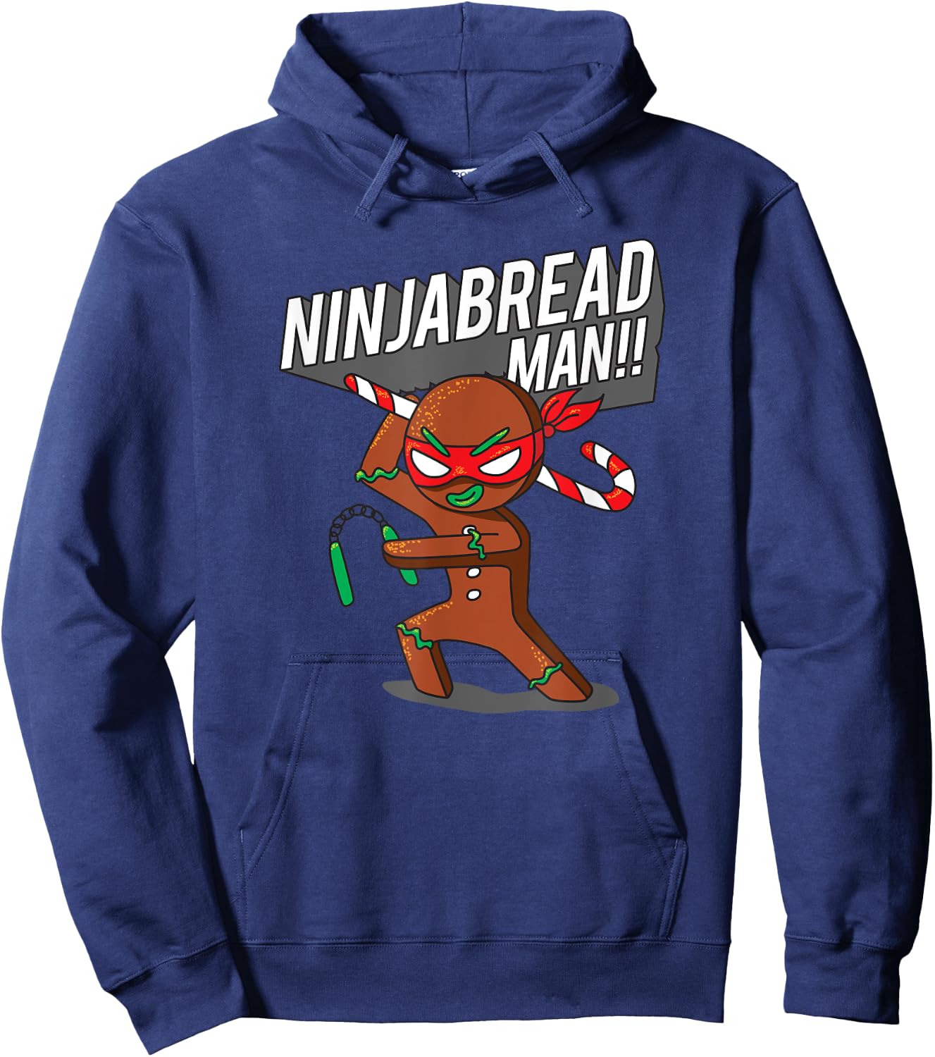 Funny Christmas Ninja Gingerbread Man Hoodie - Hoodie | Navy