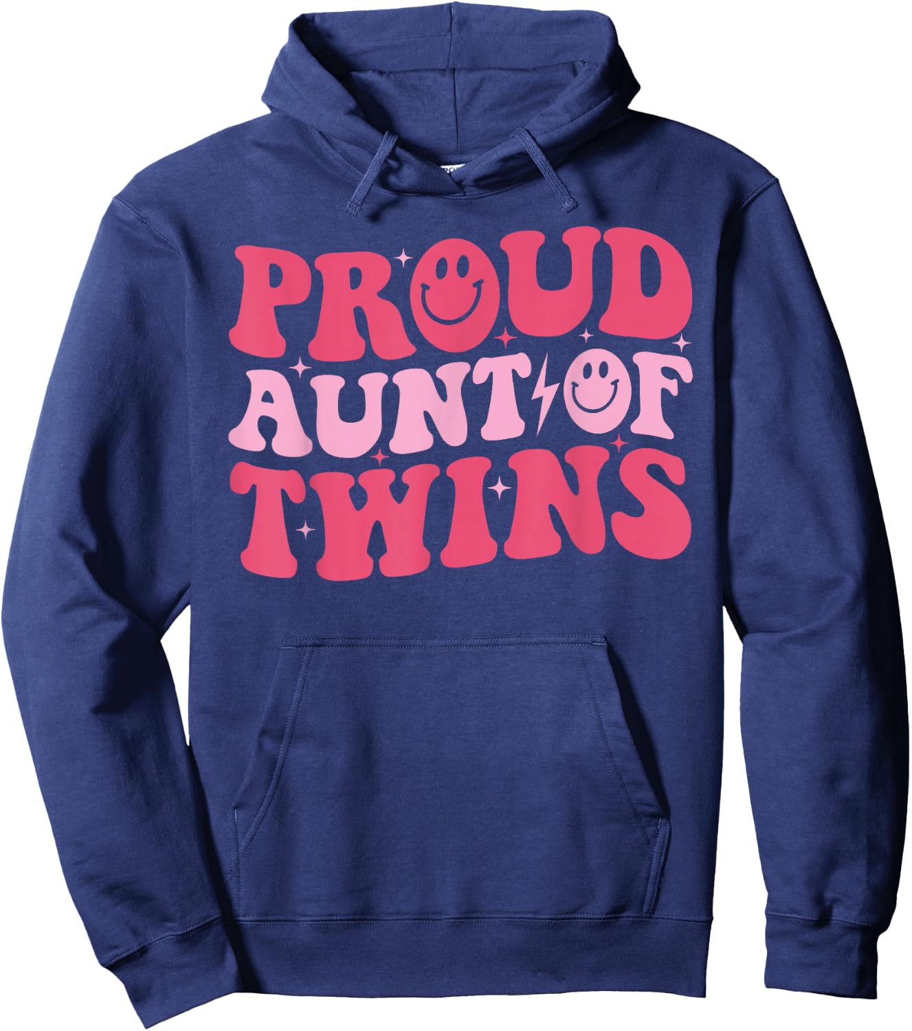 Proud Aunt of Twins Funny Baby Shower Twin Girl Boy Auntie Hoodie - Hoodie | Navy