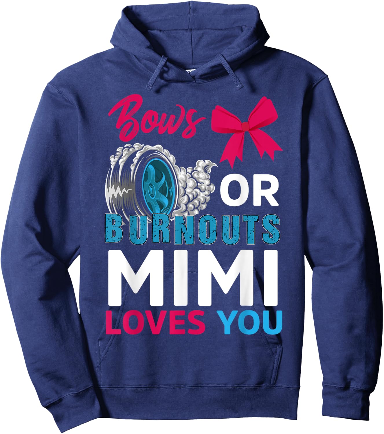 Burnouts or Bows Mimi loves you Gender Reveal party Baby Hoodie - Hoodie | Navy