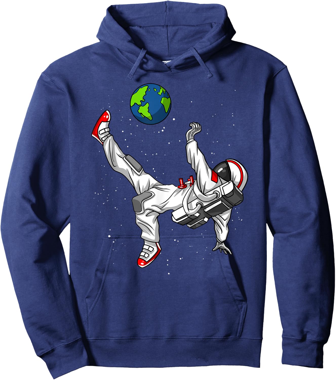 Space Astronaut Soccer Player Planet Earth Boys Men Kids Hoodie - Hoodie | Navy