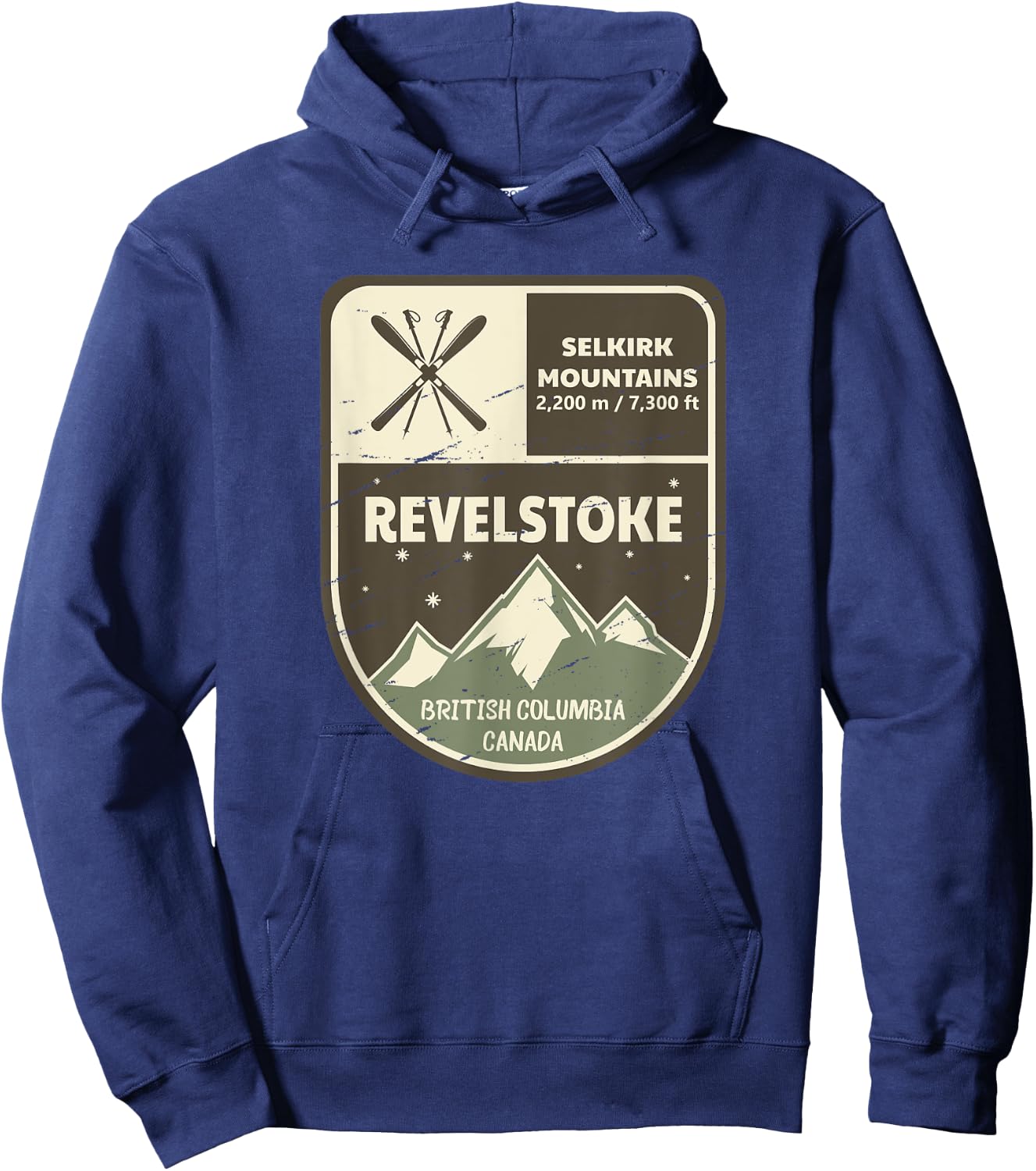 Revelstoke Selkirk Mountains Canada Vintage Hoodie - Hoodie | Navy