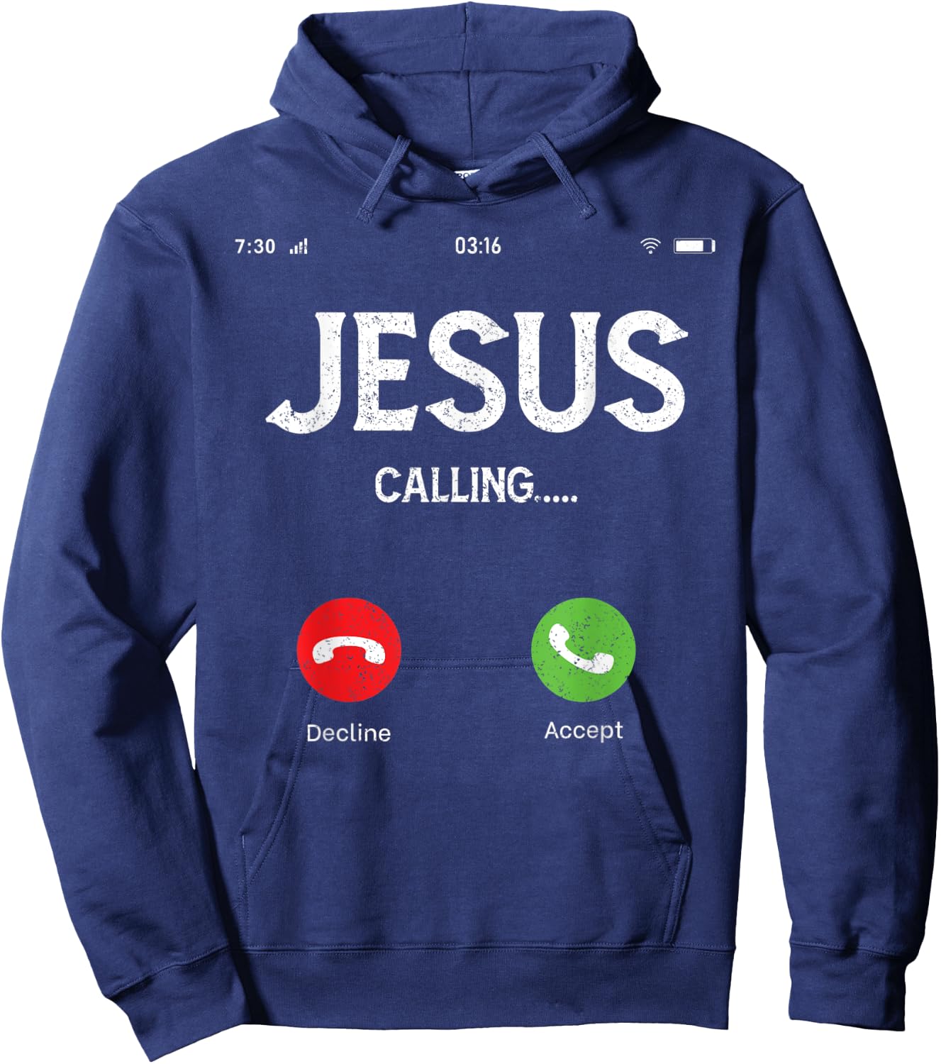 Funny Sarcastic Jesus Is Calling On Mobile Christian Gear Hoodie - Hoodie | Navy