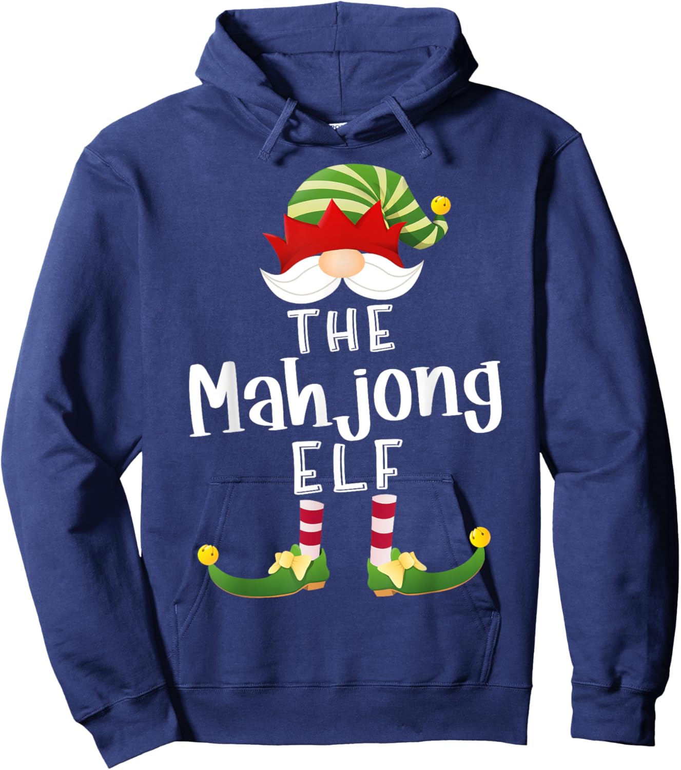 Mahjong Elf Group Christmas Funny Pajama Party Hoodie - Hoodie | Navy