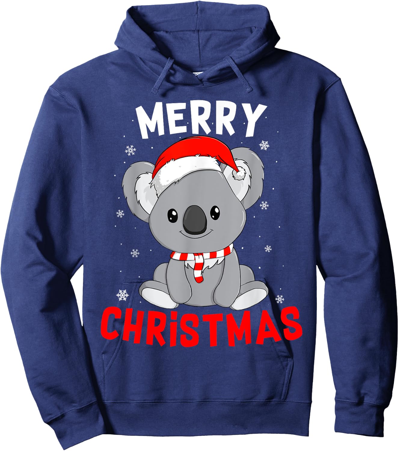 Cute Koala Santa Hat Merry Christmas xmas Gift Women Kids 2 Hoodie - Hoodie | Navy