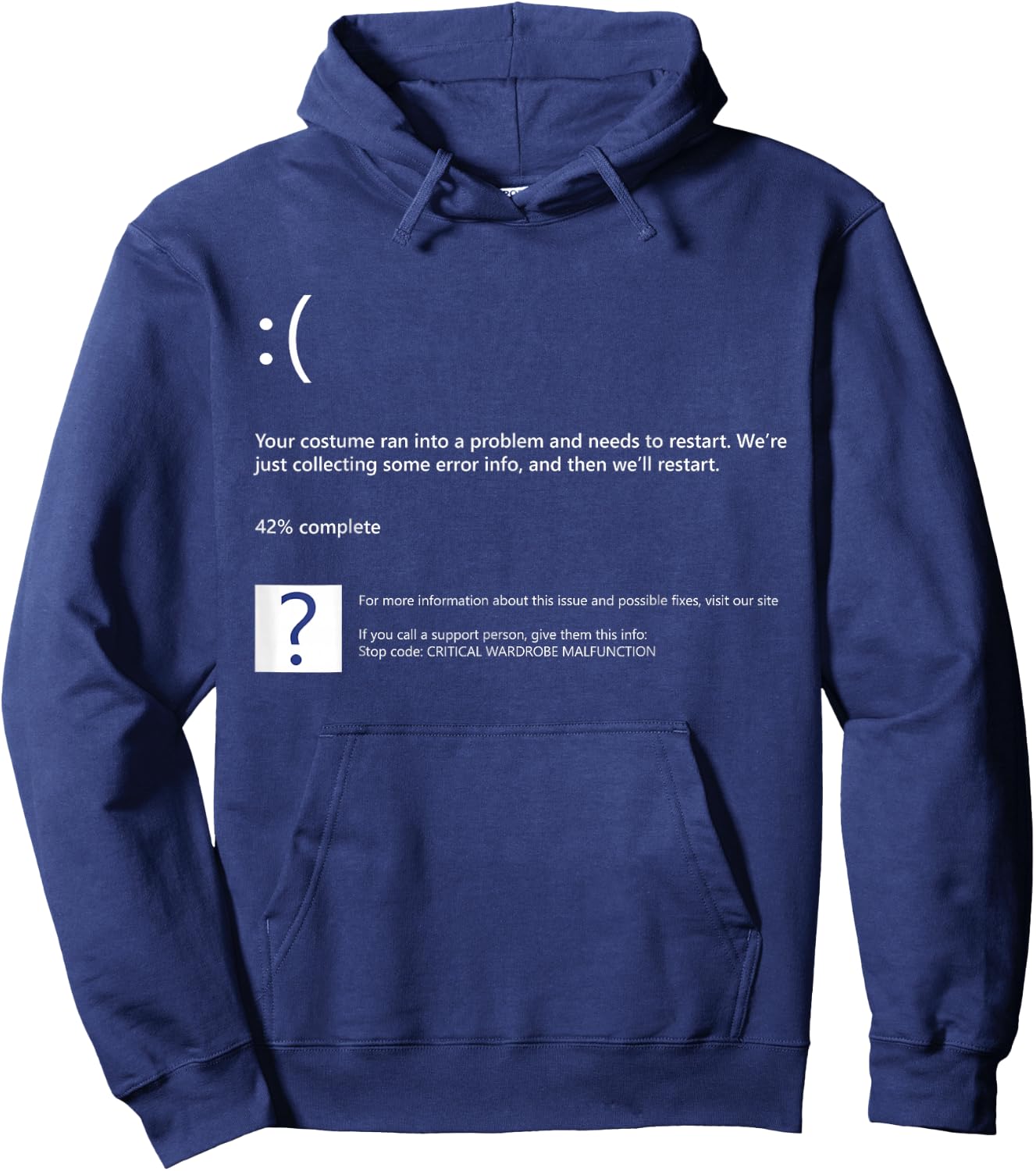 Blue Screen of Death BSOD Quick Funny Lazy Group Costume Hoodie - Hoodie | Navy