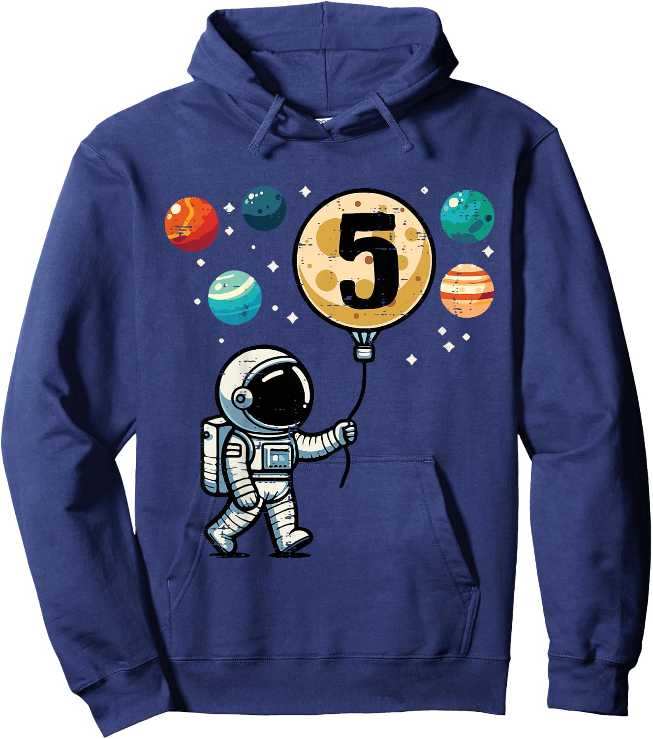 Kids 5th Birthday Astronaut Planets 5 Year Old Bday Boys Kids Hoodie - Hoodie | Navy