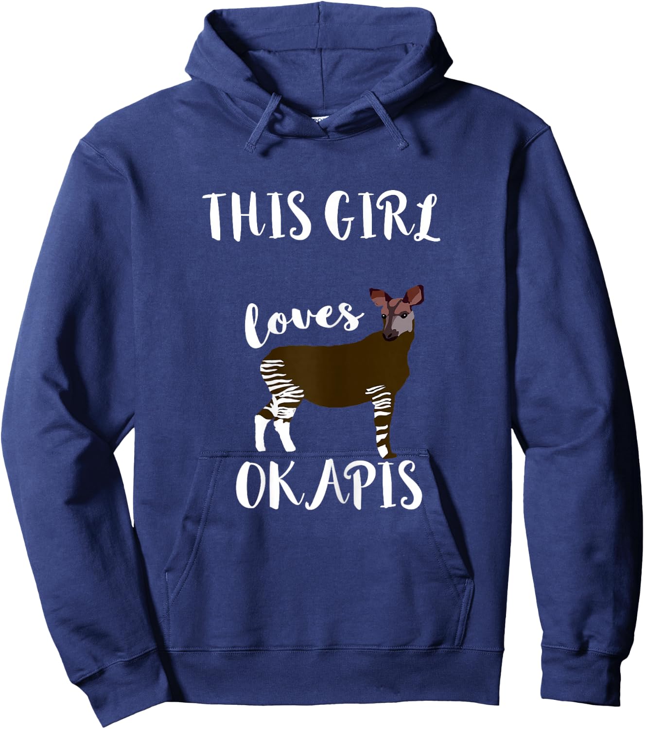 Okapi Forest Congolese Zebra Giraffe This Girl Loves Okapis Hoodie - Hoodie | Navy