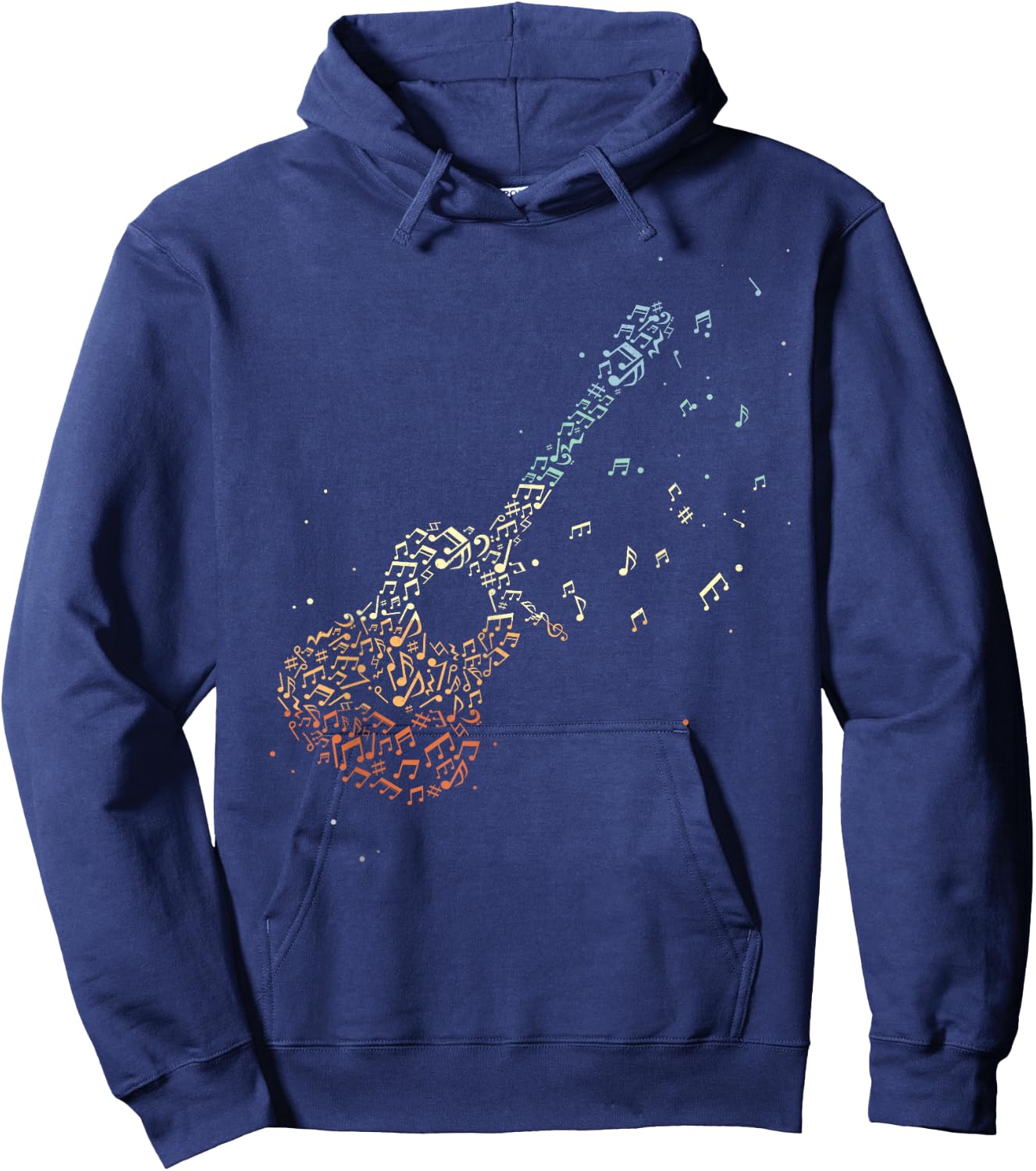 Guitar Gifts Men Music Notes Guitarist Musician Music Lover Small Hoodie - Hoodie | Navy