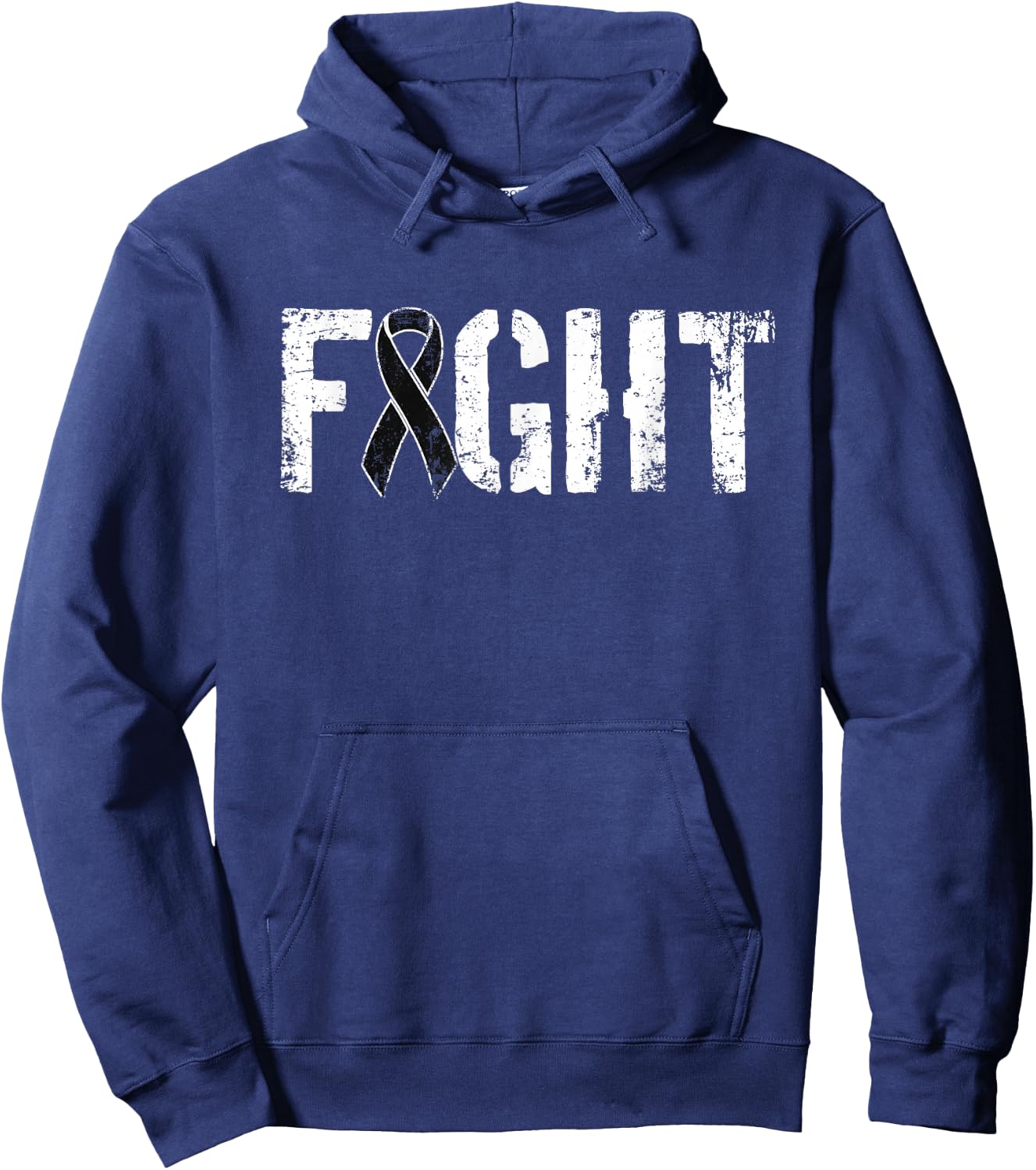 Fight Melanoma Cancer - Military Style Awareness Ribbon Hoodie - Hoodie | Navy