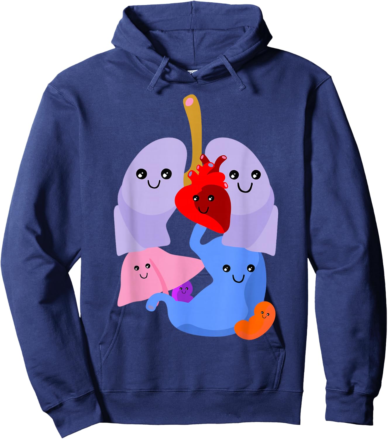 Anatomy Physiology Heart Lungs Vital Organs Illustration Hoodie - Hoodie | Navy