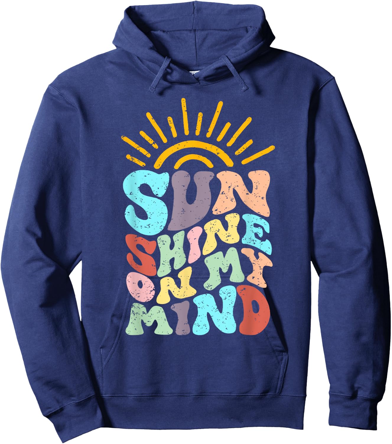 Sunshine On My Mind, Groovy Summer, Vacation Hoodie - Hoodie | Navy