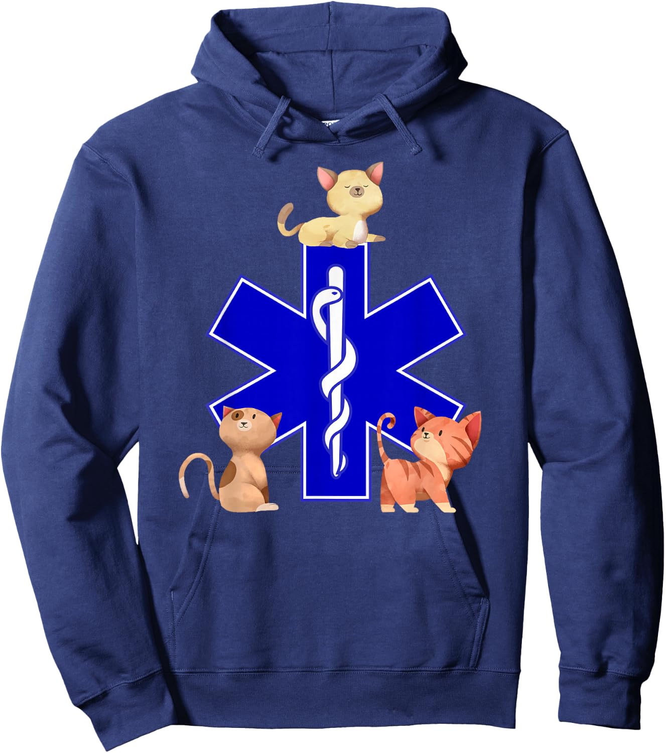 EMS Cat Lover Cute Cats EMT Cat Mom EMS Star of Life Gift Hoodie - Hoodie | Navy