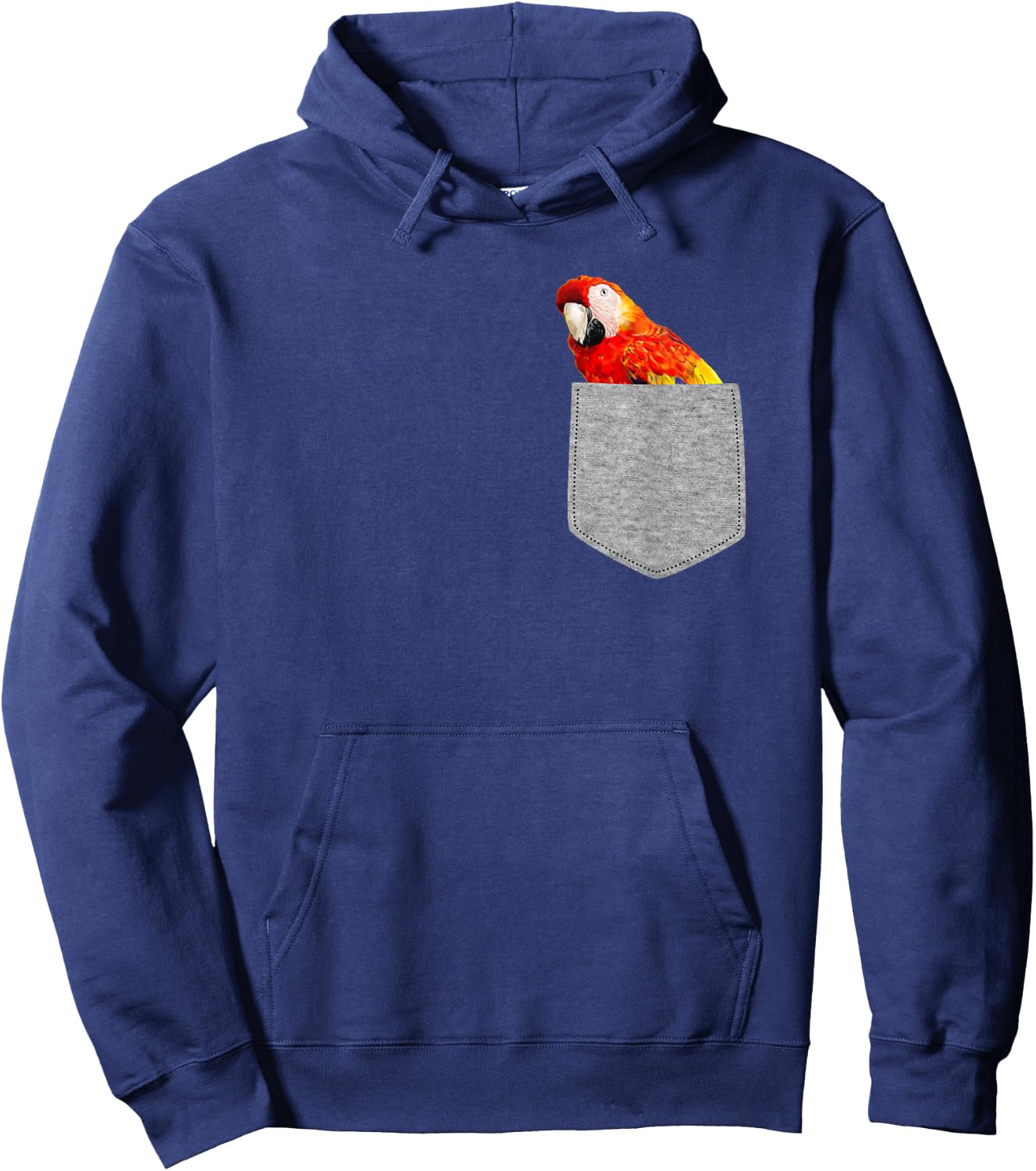 Fake Pocket Red Macaw Parrot Funny Bird Cool Novelty Hoodie - Hoodie | Navy