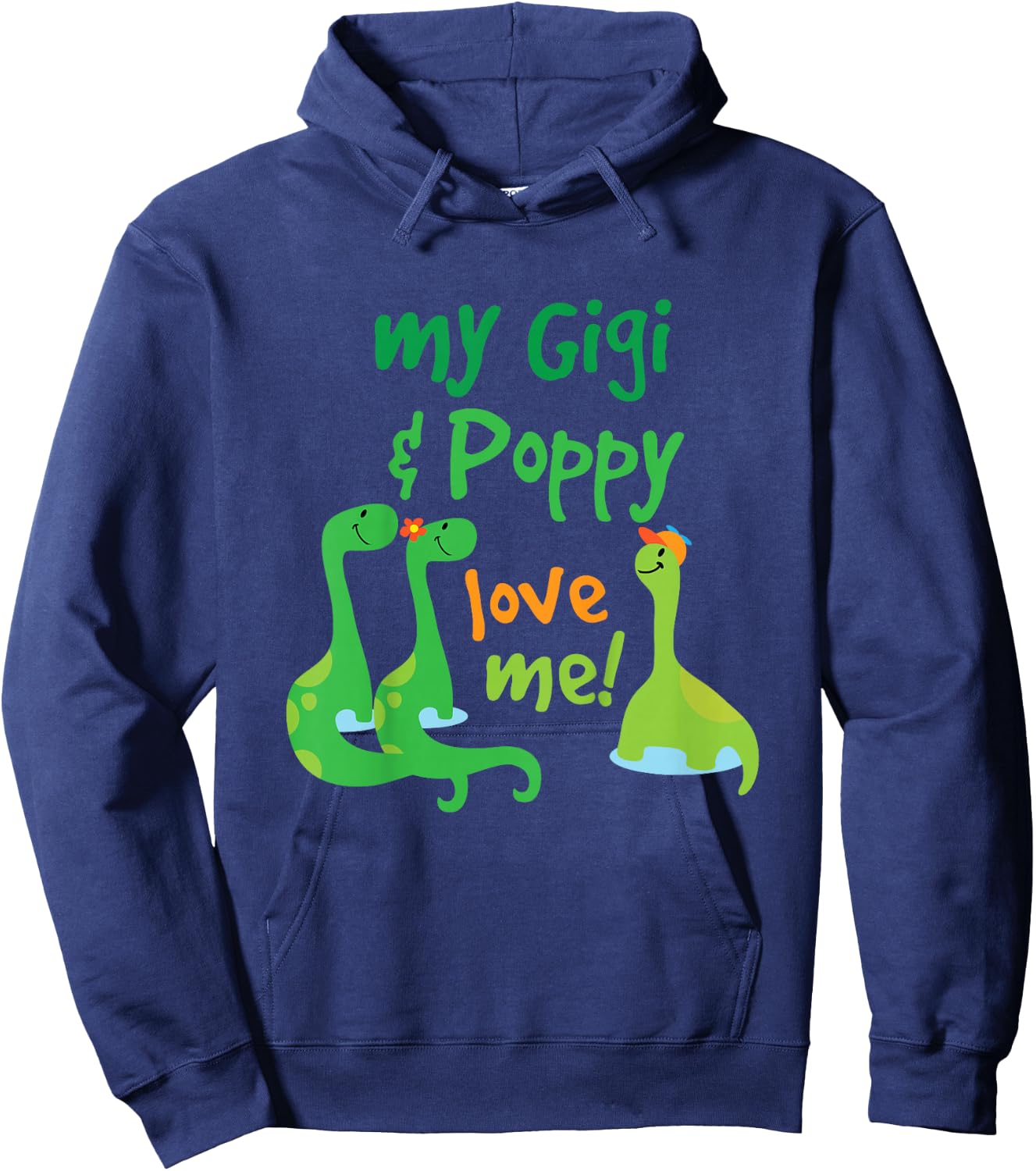 Kids Gigi and Poppy Love Me Grandson Dinosaur Hoodie - Hoodie | Navy