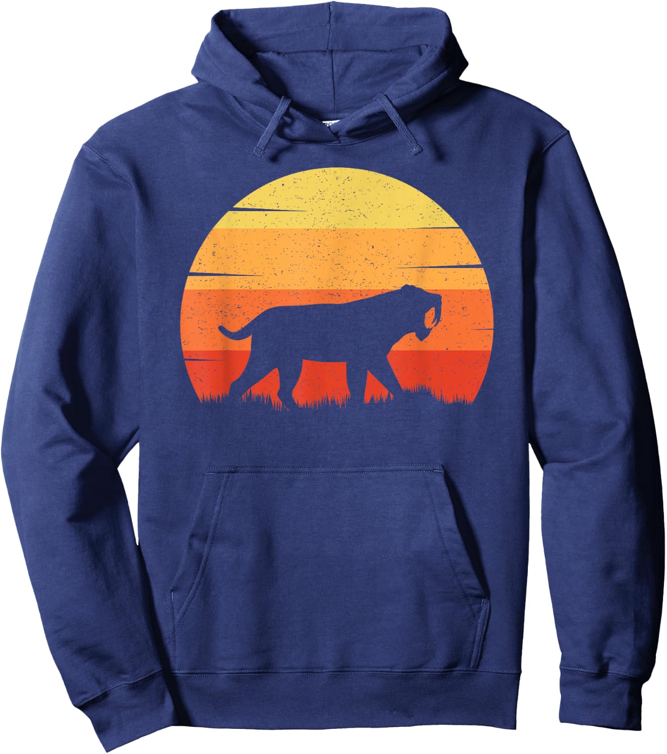 Gifts for Archaeologists & Paleontologists Co. Smilodon Prehistoric Saber-Tooth Tiger Mountain Sabertooth -Adults, -Kids Black Cotton 60%, Polyester 40% Short Sleeve Hoodie - Hoodie | Navy