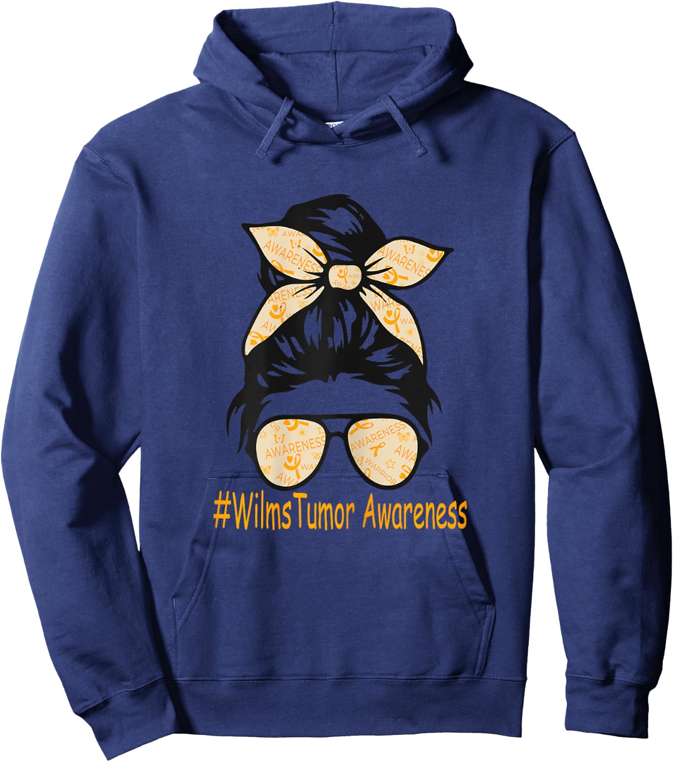 Wilms Tumor Awareness Messy Bun Hoodie - Hoodie | Navy