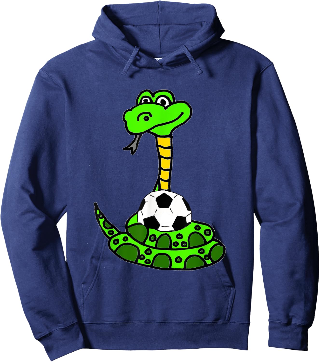 Smileteesfunnya Funny Green Python Snake and Soccer Ball Hoodie - Hoodie | Navy