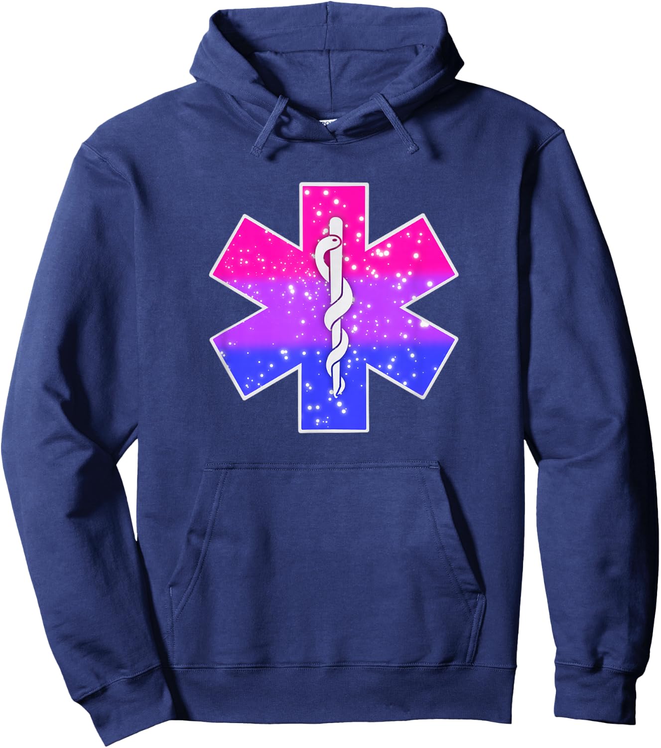 Paramedic EMT Star Of Life Bisexual Gay Pride Flag Rainbow Hoodie - Hoodie | Navy