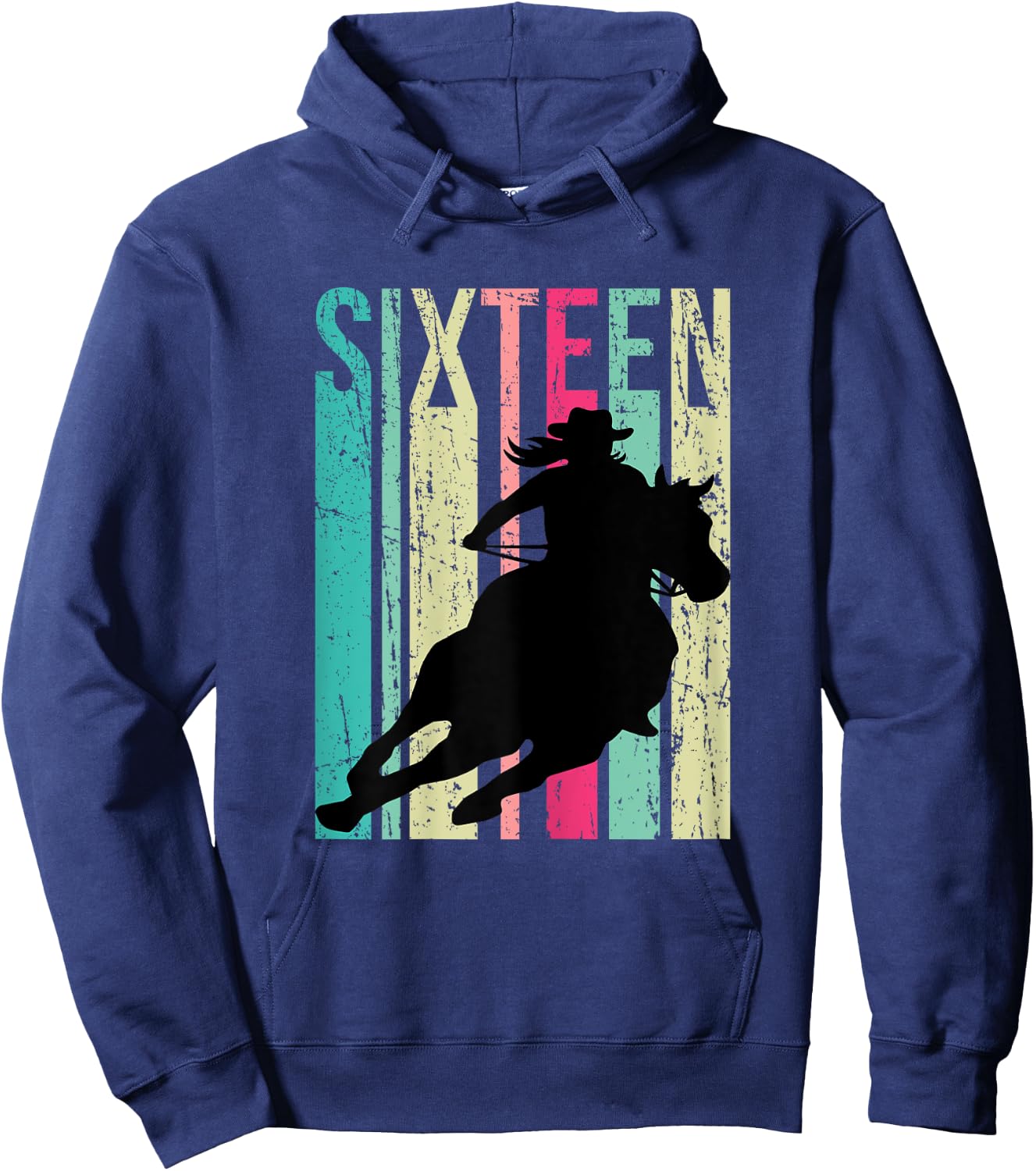 Retro Rodeo 16th Birthday Horse Lover Cowgirl Country 16 Hoodie - Hoodie | Navy