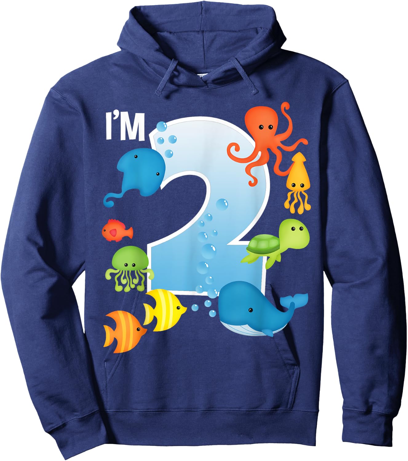 Ocean See Underwater 2 Year Old Under The Sea Birthday Party Hoodie - Hoodie | Navy