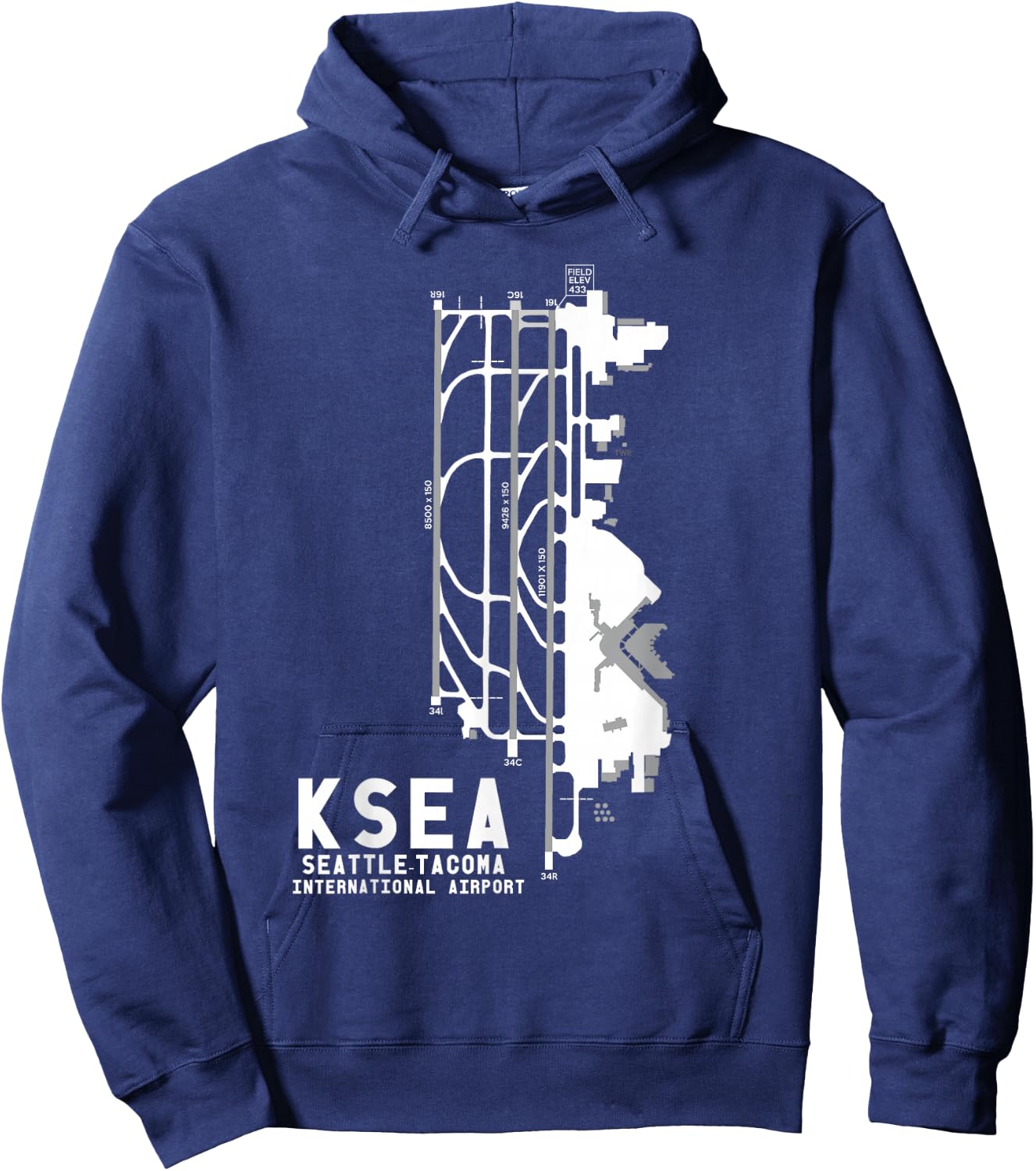 KSEA Seattle-Tacoma Int'l Airport Art Diagram Pilot Hoodie - Hoodie | Navy