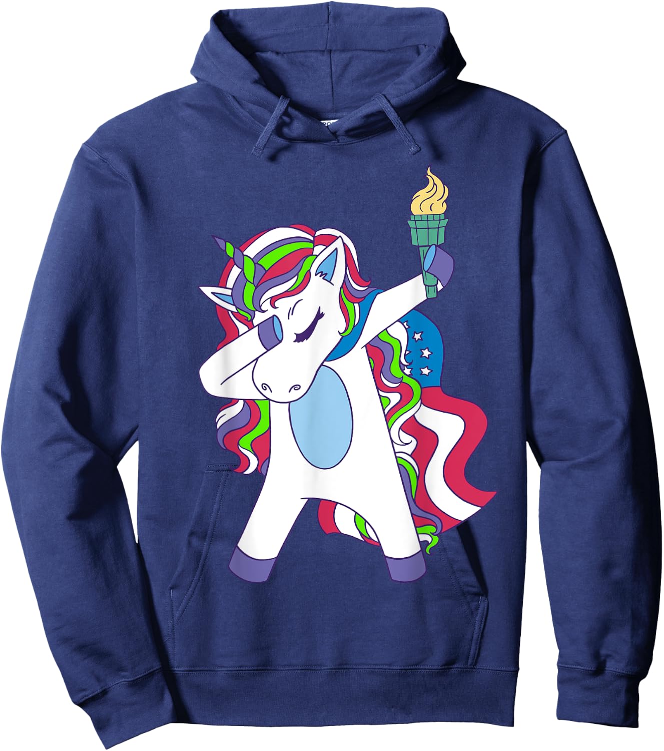 Unicorn Dabbing USA Patriotin Women's Unicorn Hoodie - Hoodie | Navy