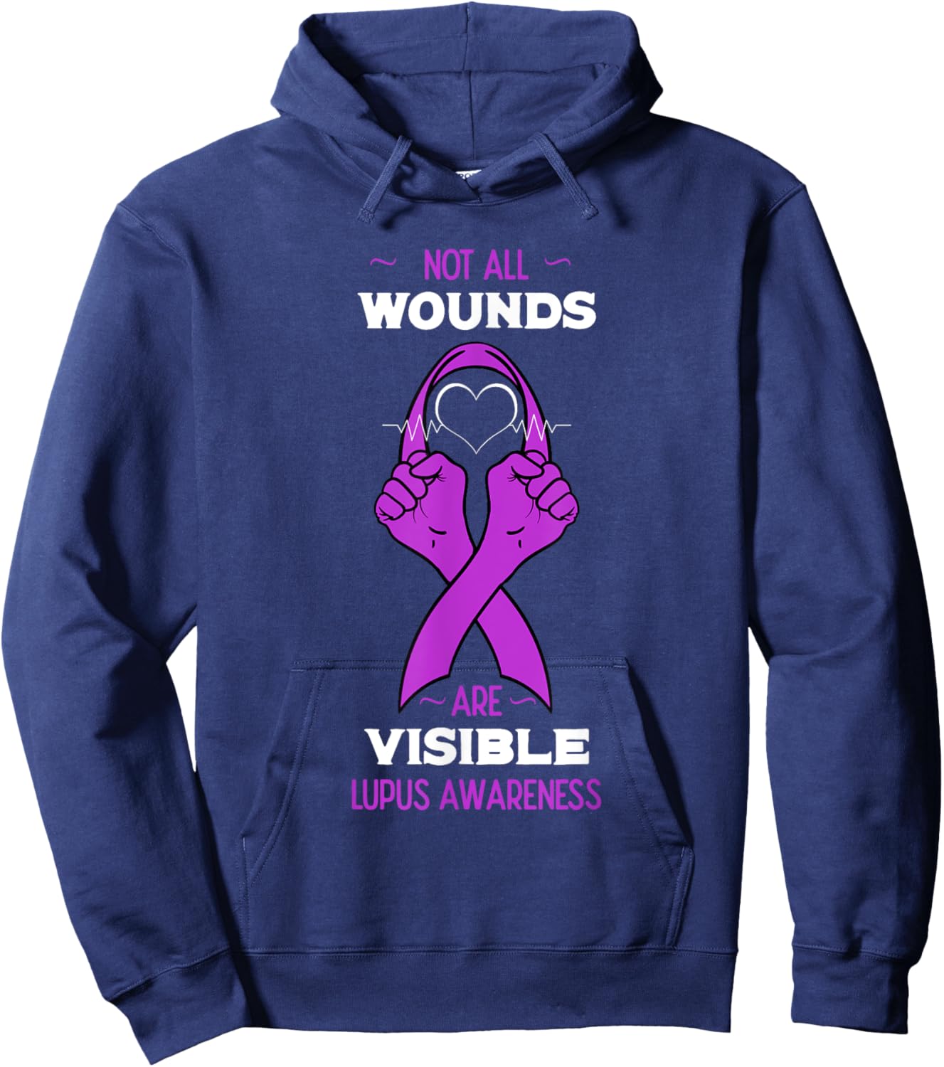 Lupus Awareness Purple Ribbon SLE Butterfly Cure Gift Hoodie - Hoodie | Navy