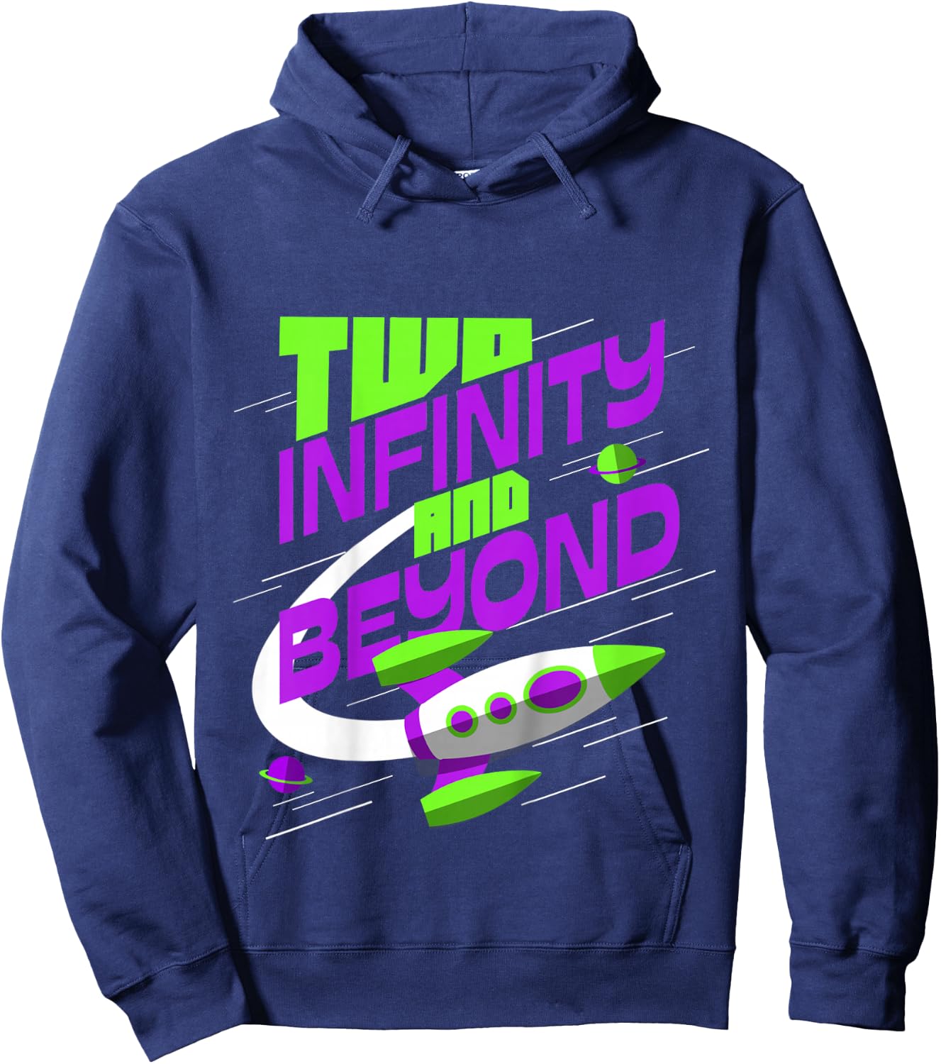 Two 2 Year Old 2nd Birthday Space Theme Boys Girls Hoodie - Hoodie | Navy